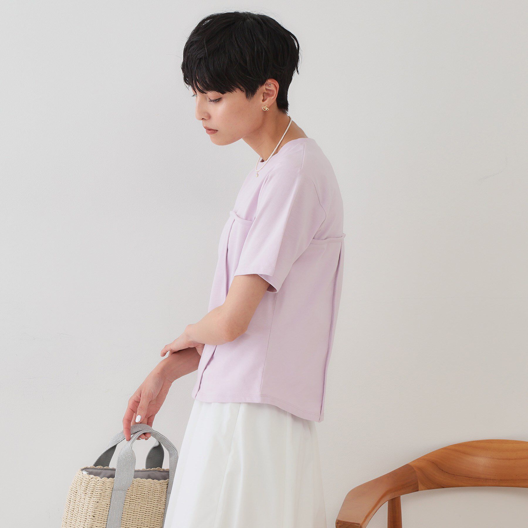 OPAQUE.CLIP「切り替えデザインカットソー【洗濯機洗い可】」|Tシャツ・カットソー|