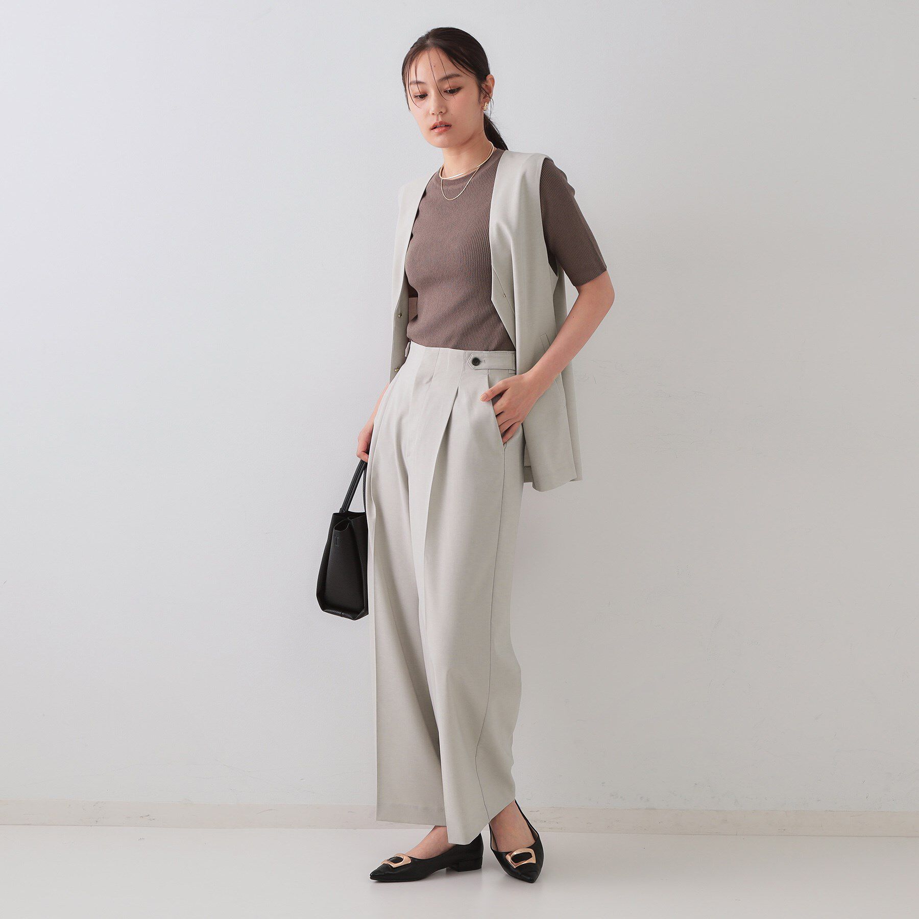 OPAQUE.CLIP「ストレッチデザインワイドパンツ/セットアップ対応可【UV/接触冷感/洗濯機洗い可/抗ピル】」|その他|