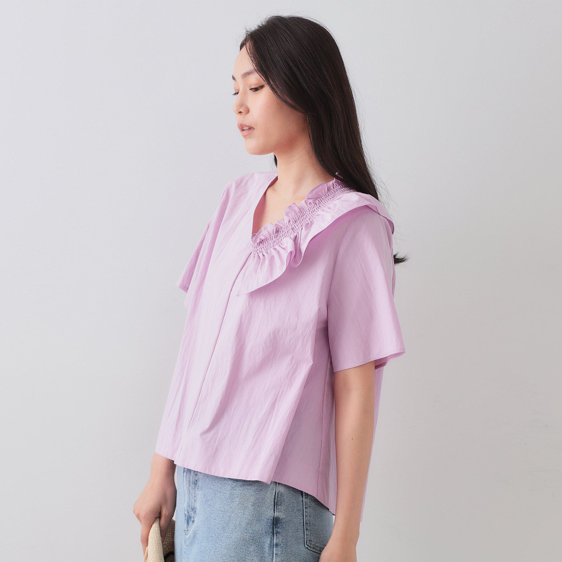 OPAQUE.CLIP「アシンメトリーフリルブラウス【洗濯機洗い可】」|シャツ・ブラウス|