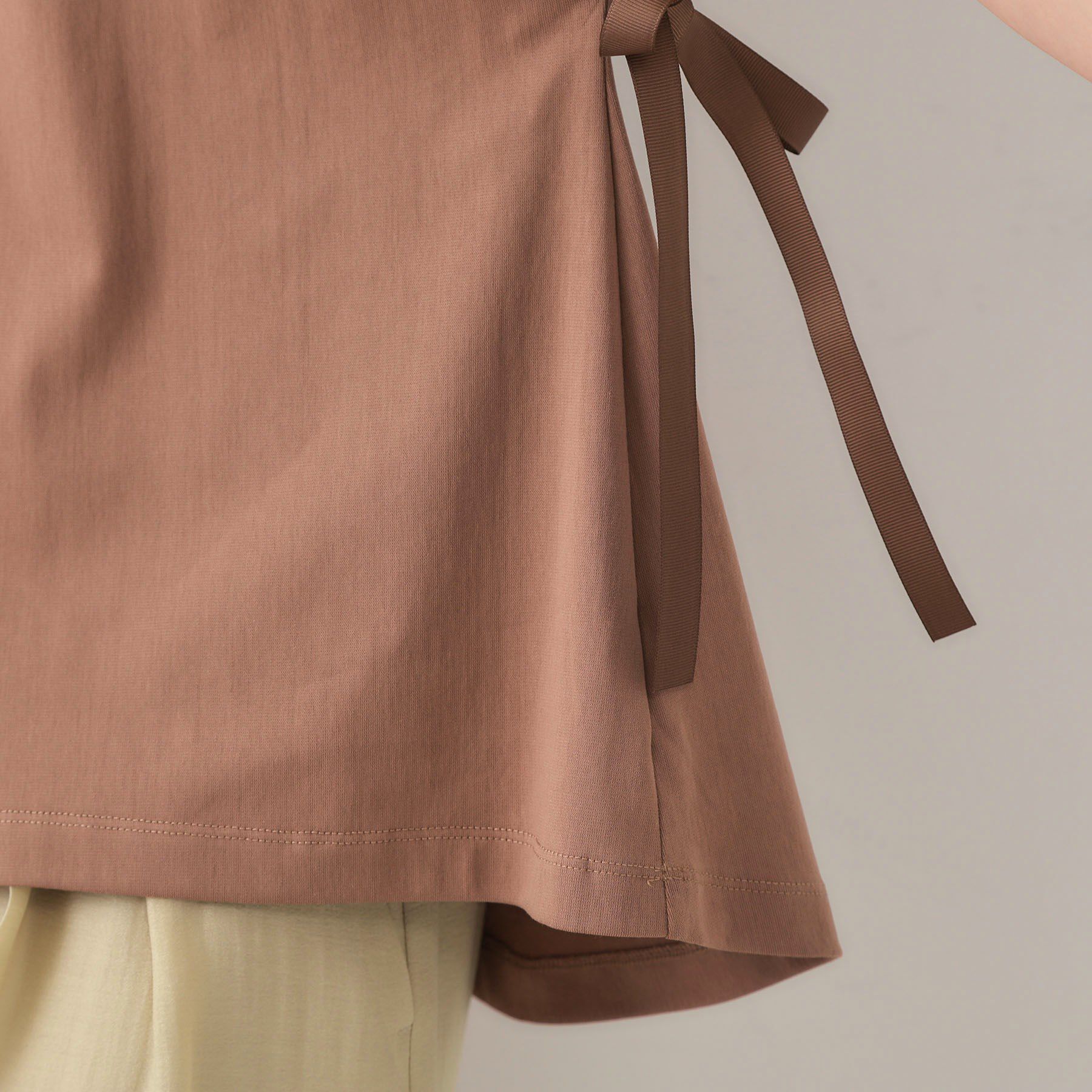 OPAQUE.CLIP「サイドリボンチュニックトップス【洗濯機洗い可】」|Tシャツ・カットソー|