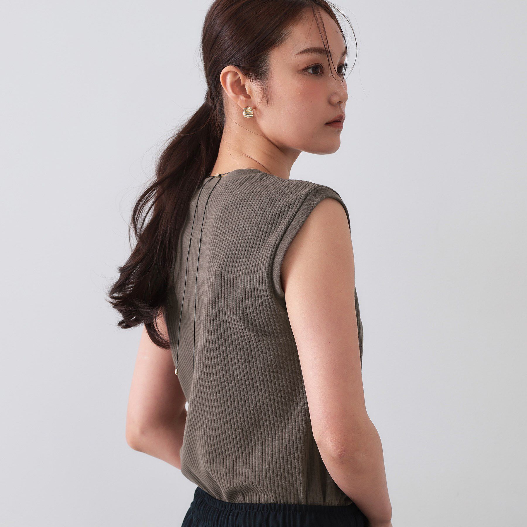 OPAQUE.CLIP「ノースリーブリブカットソー【洗濯機洗い可】」|Tシャツ・カットソー|