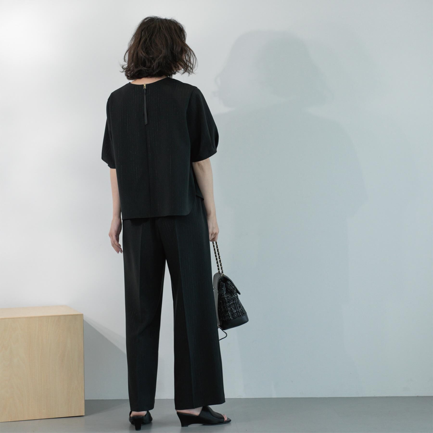 OPAQUE.CLIP「ラメストライプタックスリーブブラウス/セットアップ可【洗濯機洗い可/防シワ/吸水速乾】」|シャツ・ブラウス|