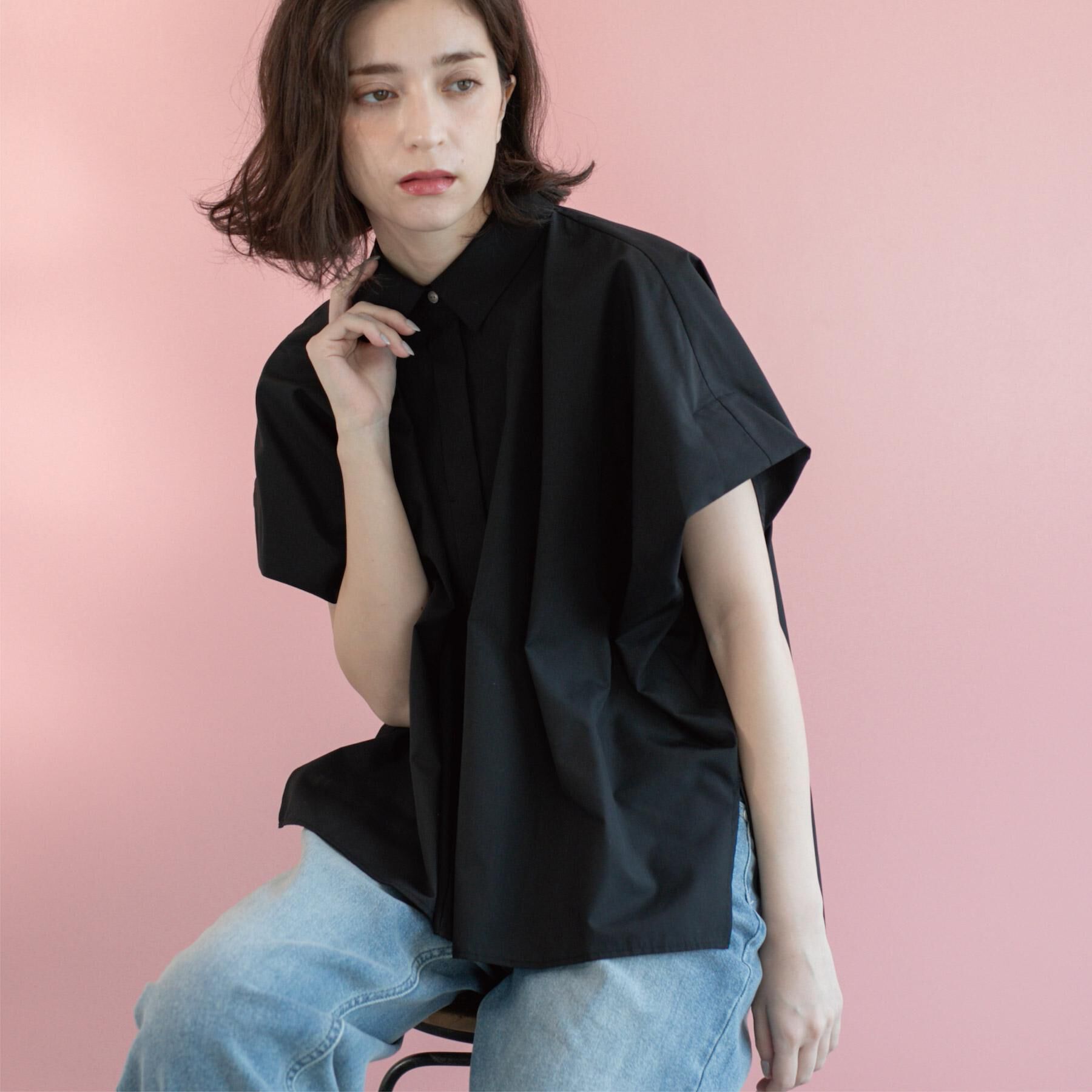 OPAQUE.CLIP「《andGIRL掲載》リラクシーシャツ【洗濯機洗い可】」|シャツ・ブラウス|ブラック(019)