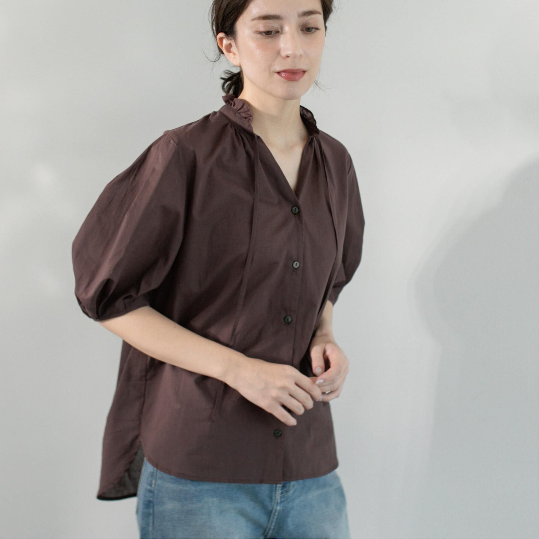 OPAQUE.CLIP「シアーフリルネックブラウス【洗濯機洗い可】」|シャツ・ブラウス|