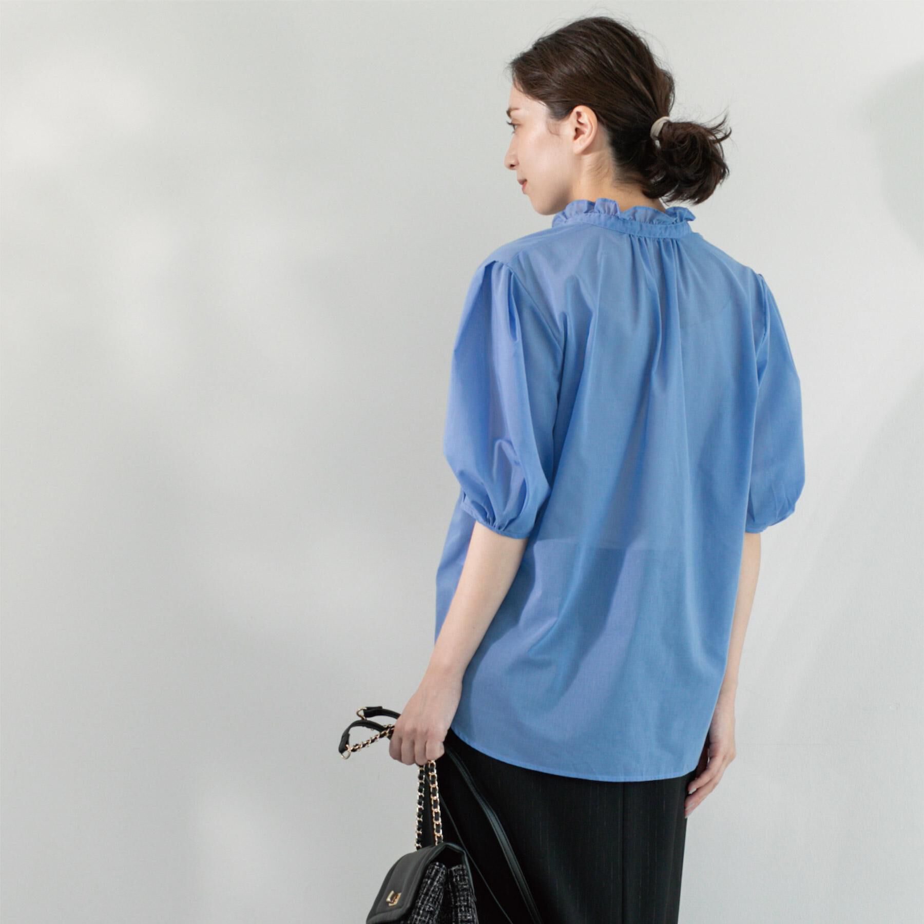 OPAQUE.CLIP「シアーフリルネックブラウス【洗濯機洗い可】」|シャツ・ブラウス|