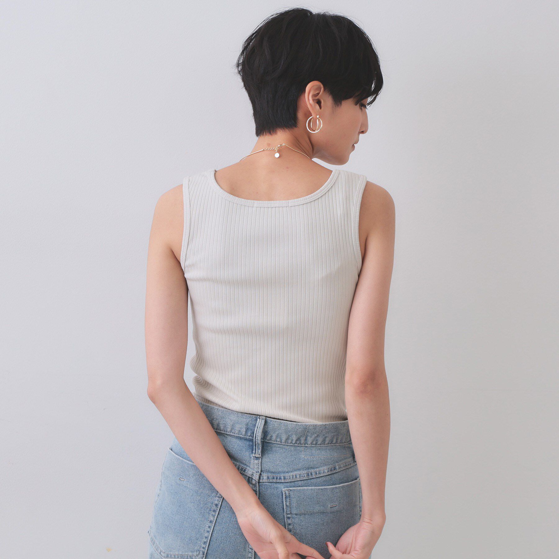 OPAQUE.CLIP「ベーシックテレコタンクトップ【洗濯機洗い可】」|キャミソール|