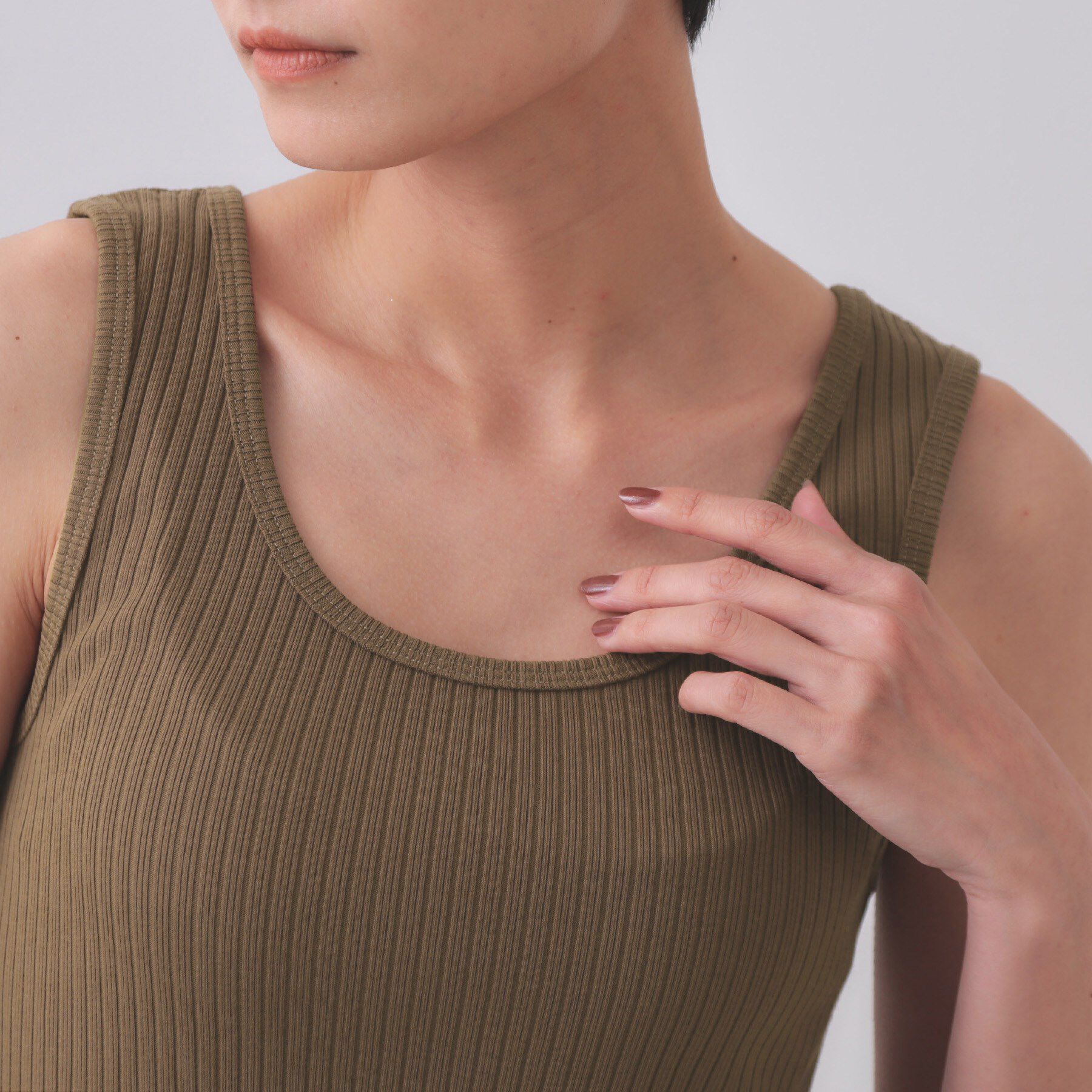 OPAQUE.CLIP「ベーシックテレコタンクトップ【洗濯機洗い可】」|キャミソール|