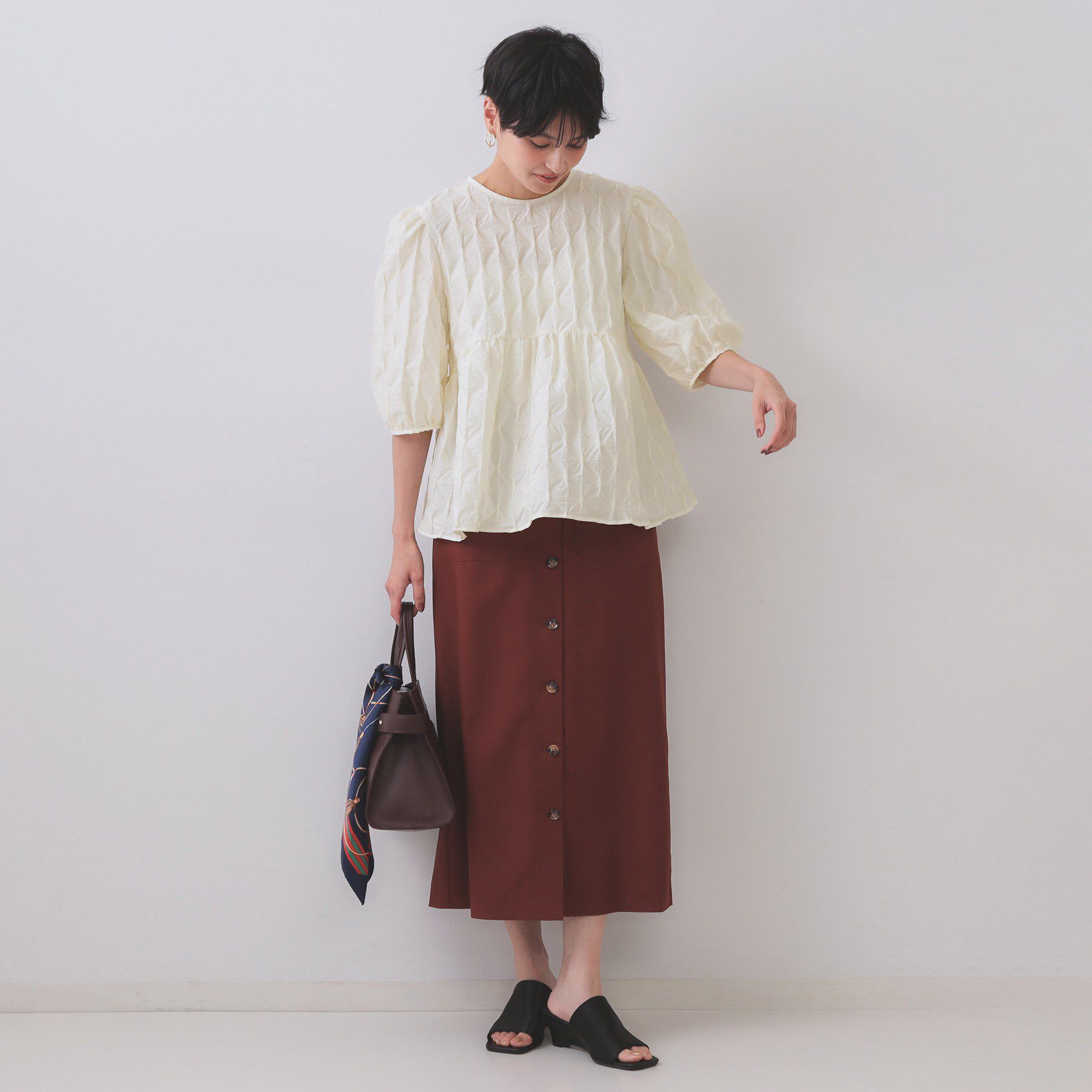 OPAQUE.CLIP「ふくれジャカードペプラムブラウス【洗濯機洗い可】」|シャツ・ブラウス|