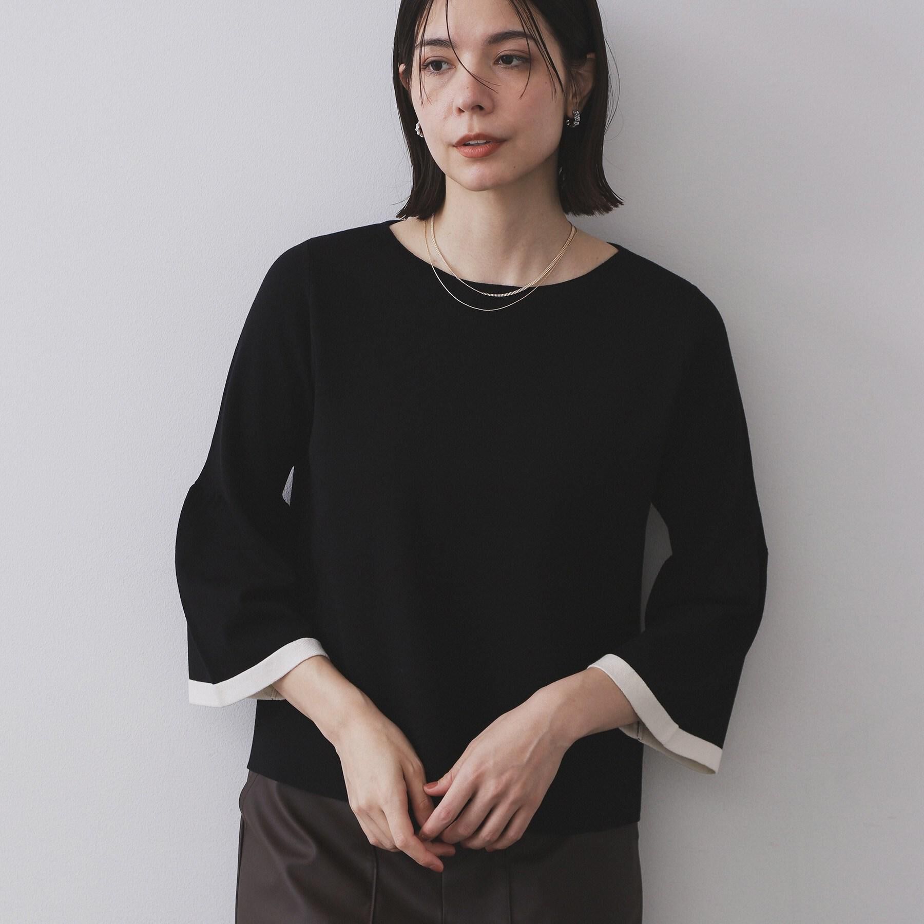 OPAQUE.CLIP「配色フレアスリーブニット【UVケア/洗濯機OK】」|ニット・セーター|