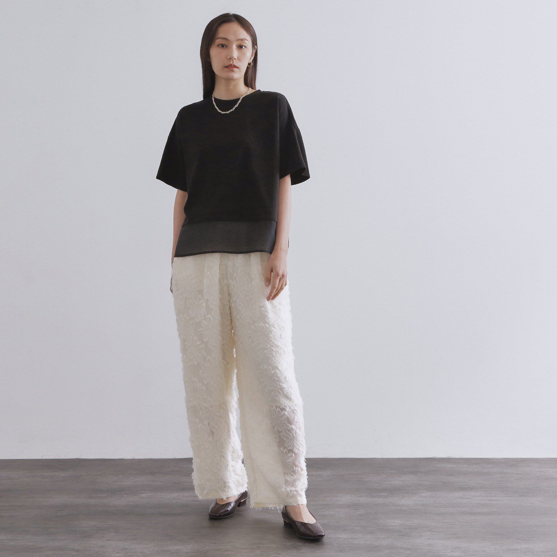 OPAQUE.CLIP「裾シアードッキングボクシーTシャツ【洗濯機洗い可】」|Tシャツ・カットソー|