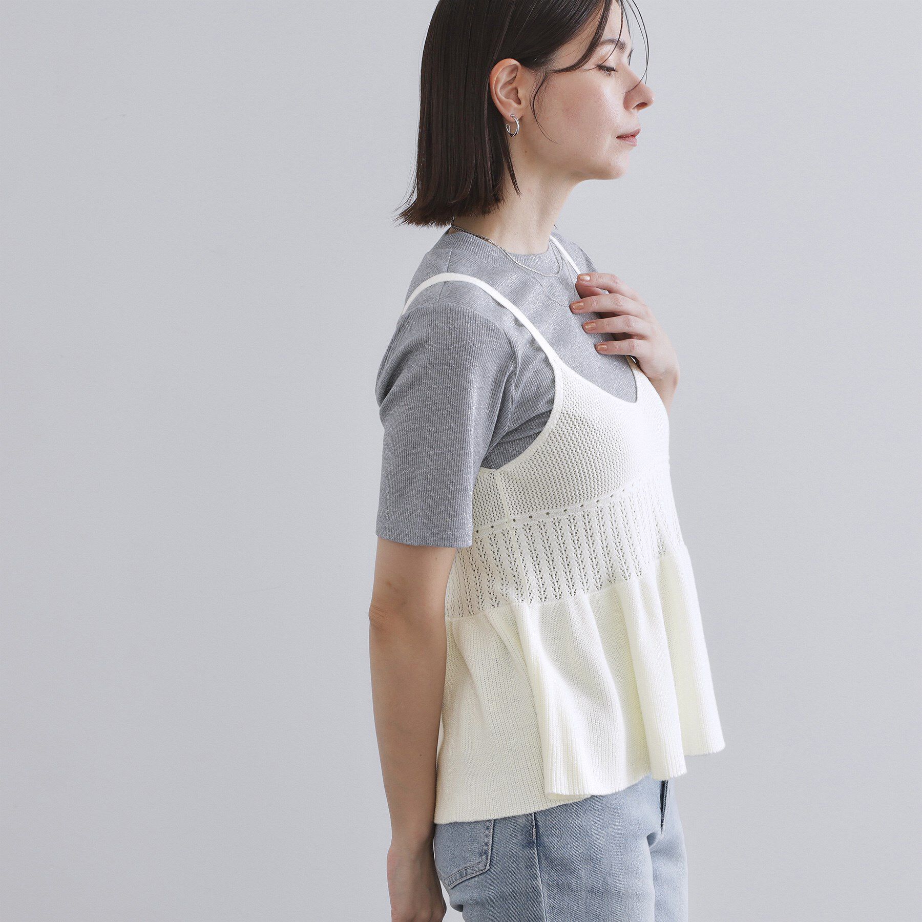 OPAQUE.CLIP「カギ針風ニットキャミビスチェ【洗濯機洗い可】」|ニット・セーター|