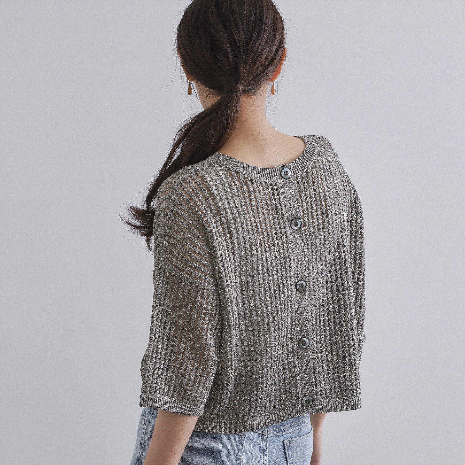 OPAQUE.CLIP「2WAY ラメメッシュニット【洗濯機洗い可/抗ピル】」|ニット・セーター|