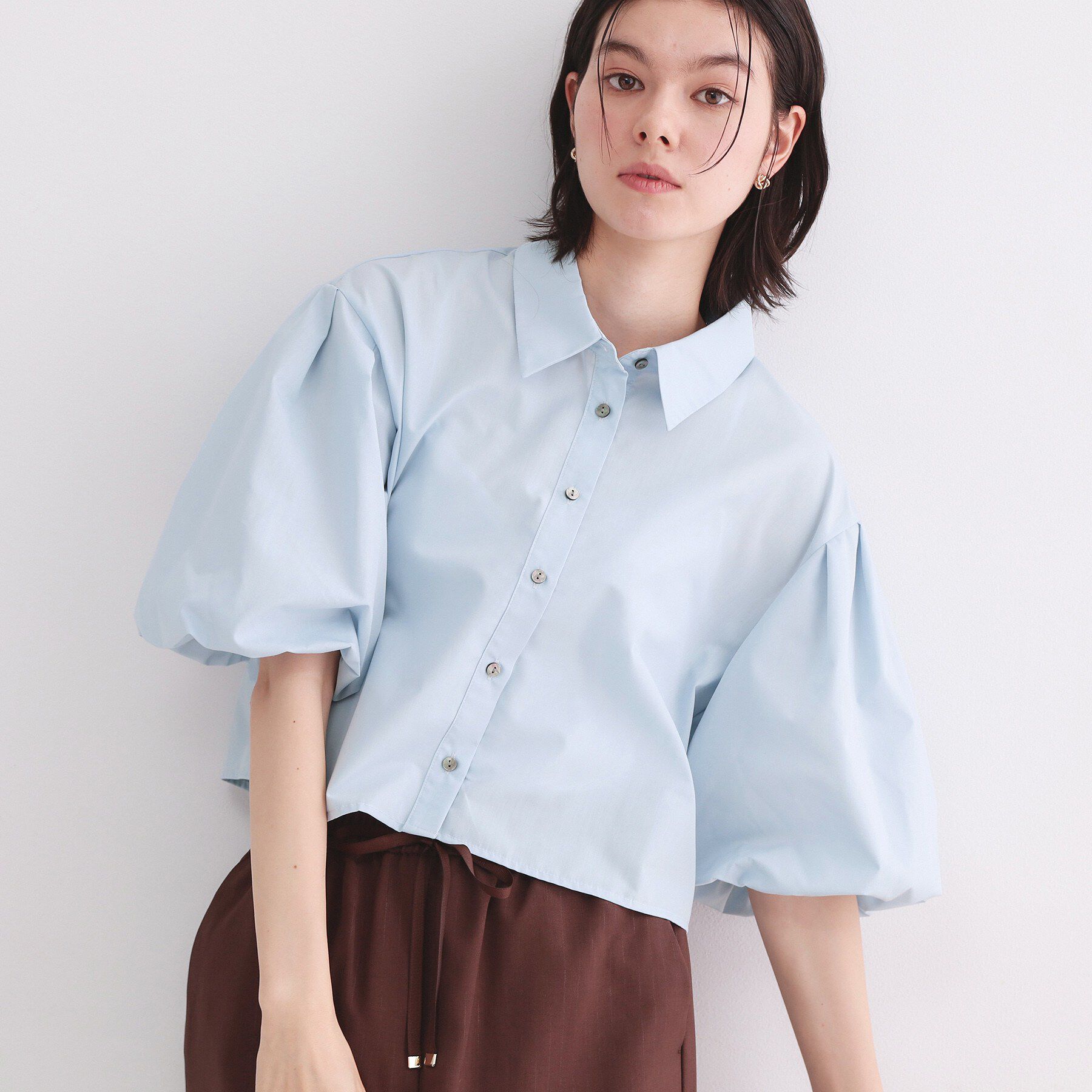 OPAQUE.CLIP「バルーンスリーブシャツ【洗濯機洗い可】」|シャツ・ブラウス|サックスブルー(09