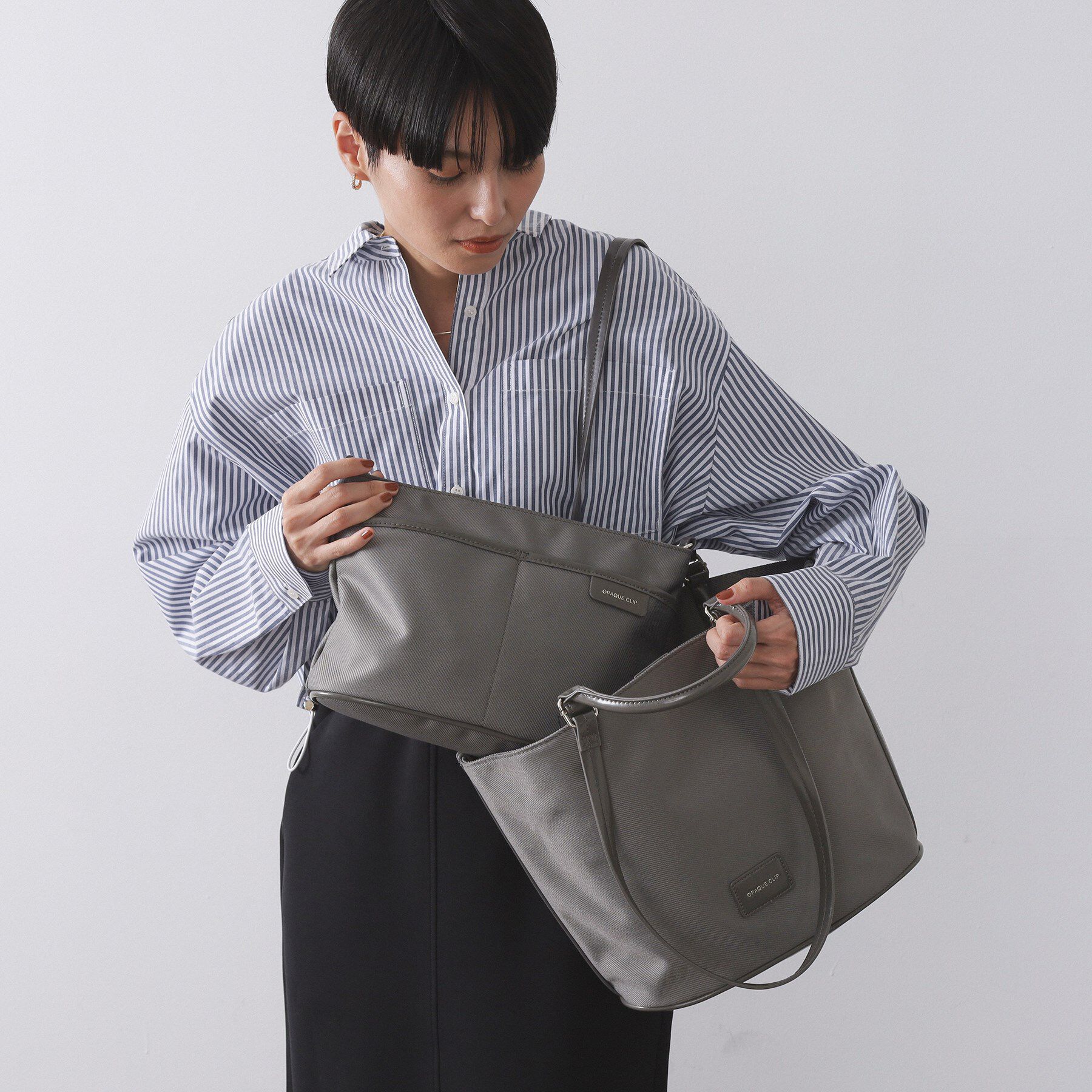 OPAQUE.CLIP「【マルチWAY】ミニショルダーとしても使える！バッグインポーチ付きトートバッグ」|トートバッグ|