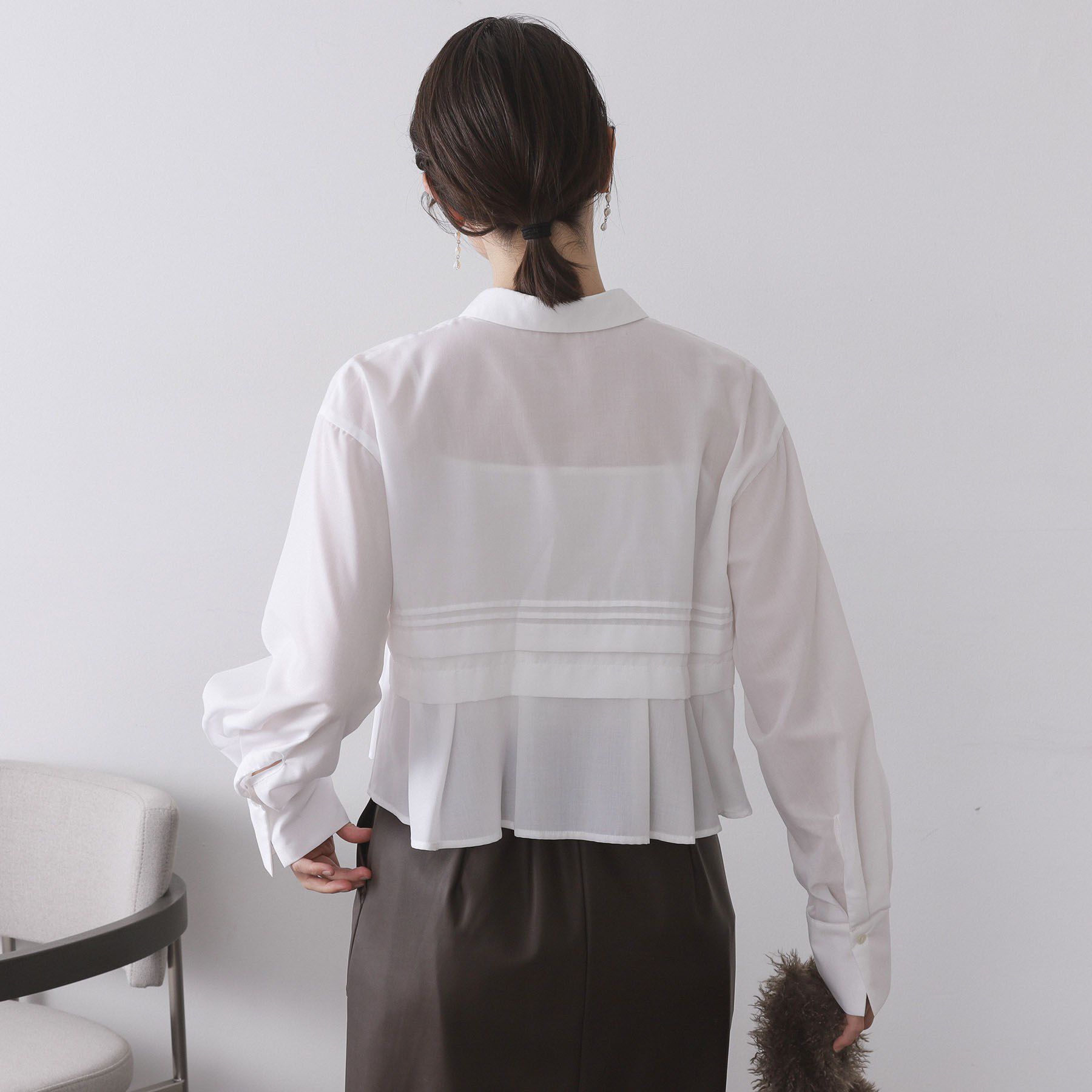 OPAQUE.CLIP「ピンタックフリルショートシャツ【洗濯機OK】」|シャツ・ブラウス|