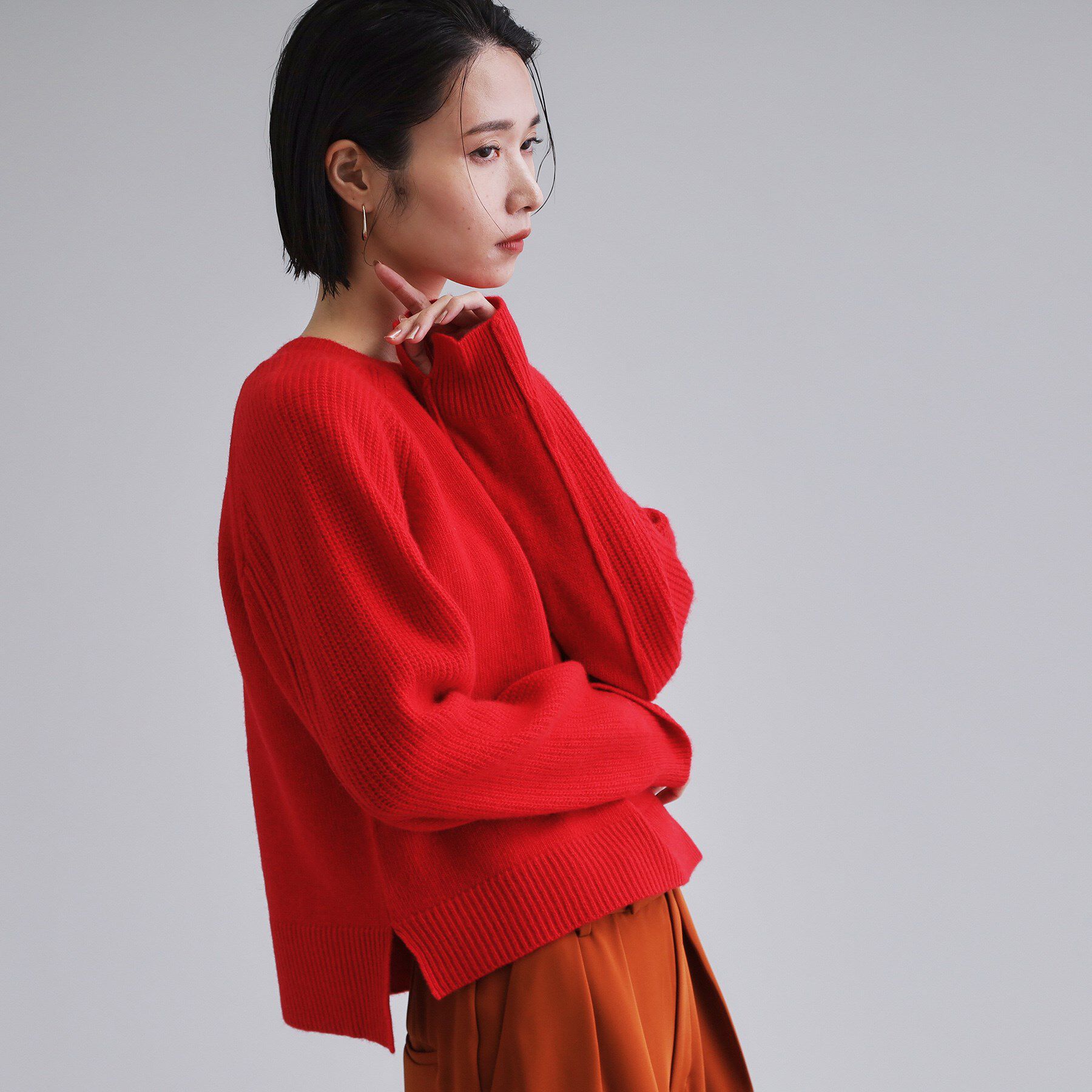 OPAQUE.CLIP「【es】メリノウール クルーミドルゲージニット」|ニット・セーター|