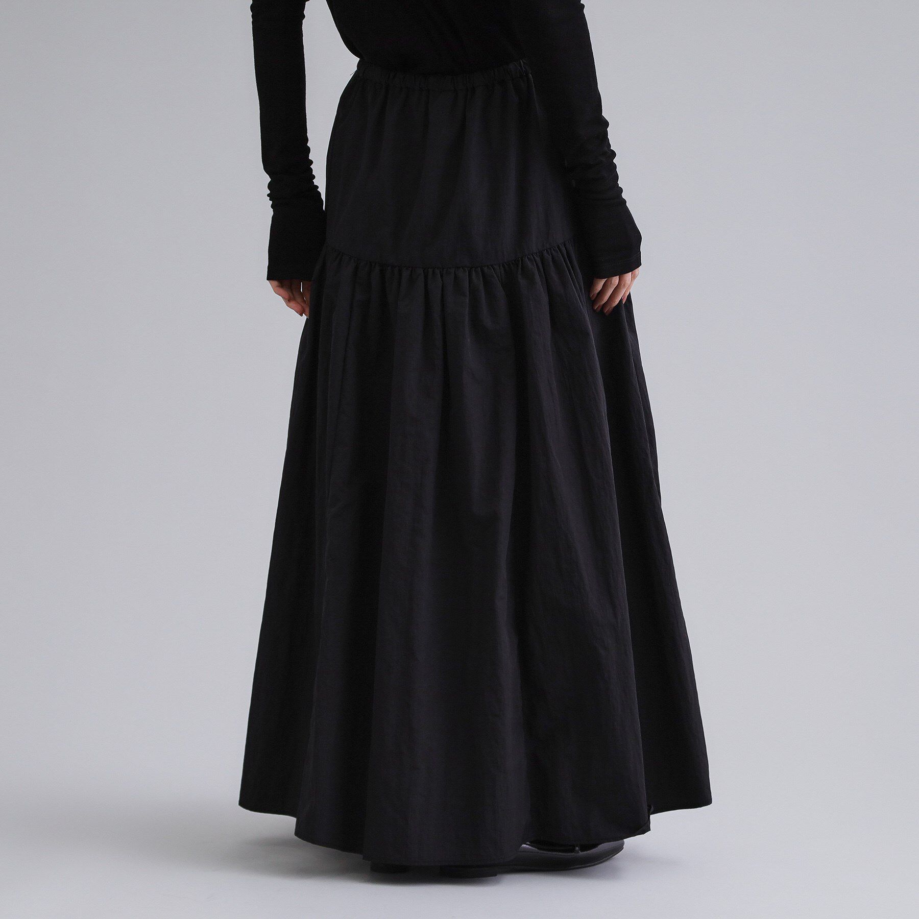 OPAQUE.CLIP「【es】ナイロンティアードマキシスカート【洗濯機OK】」|スカート|