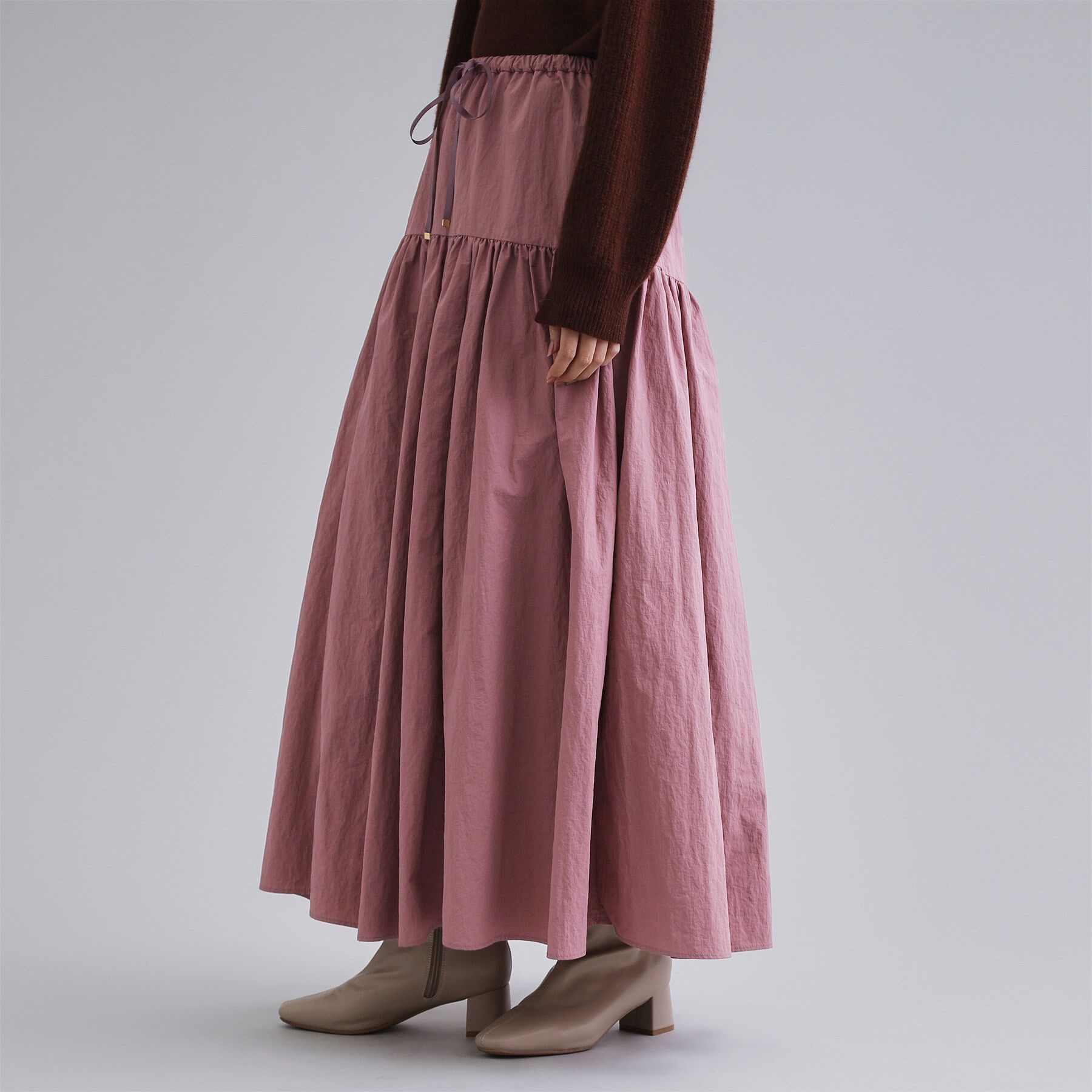 OPAQUE.CLIP「【es】ナイロンティアードマキシスカート【洗濯機OK】」|スカート|