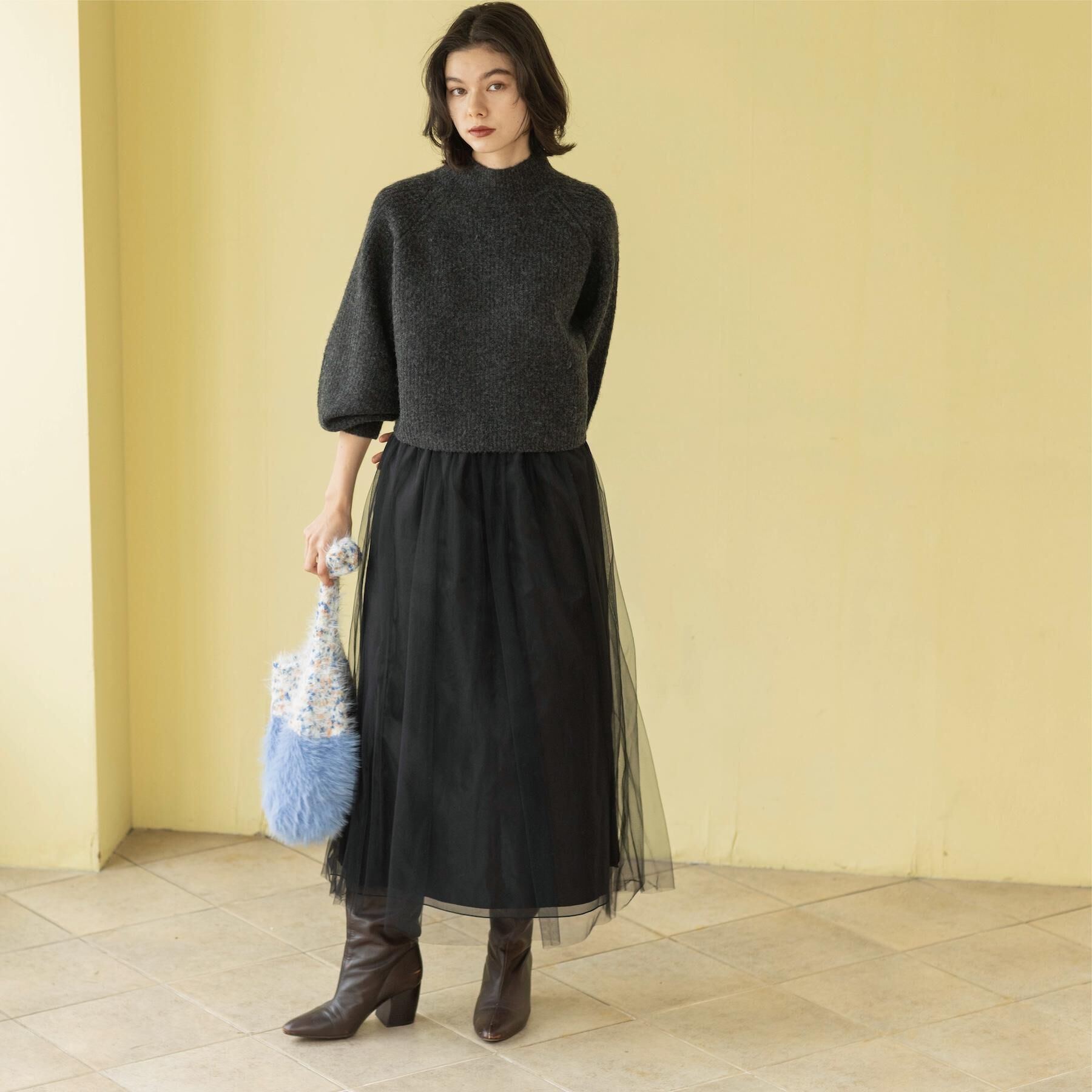 OPAQUE.CLIP「MIXミドルゲージショートあぜニット【洗濯機OK】」|ニット・セーター|