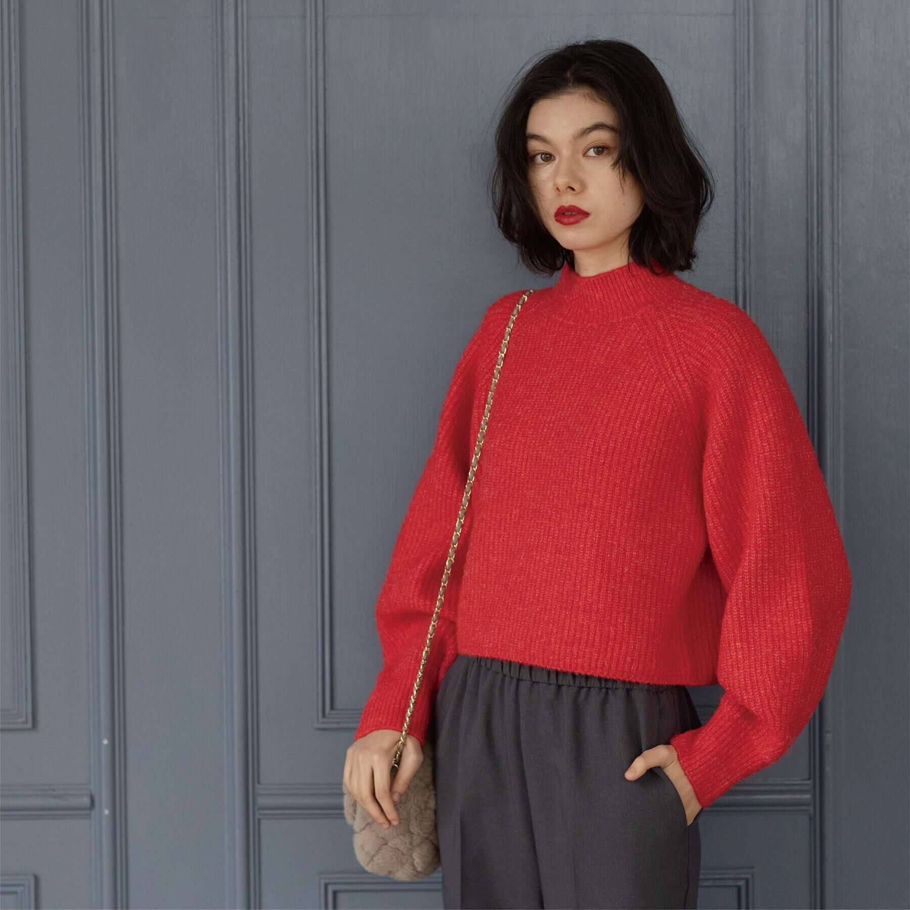 OPAQUE.CLIP「MIXミドルゲージショートあぜニット【洗濯機OK】」|ニット・セーター|