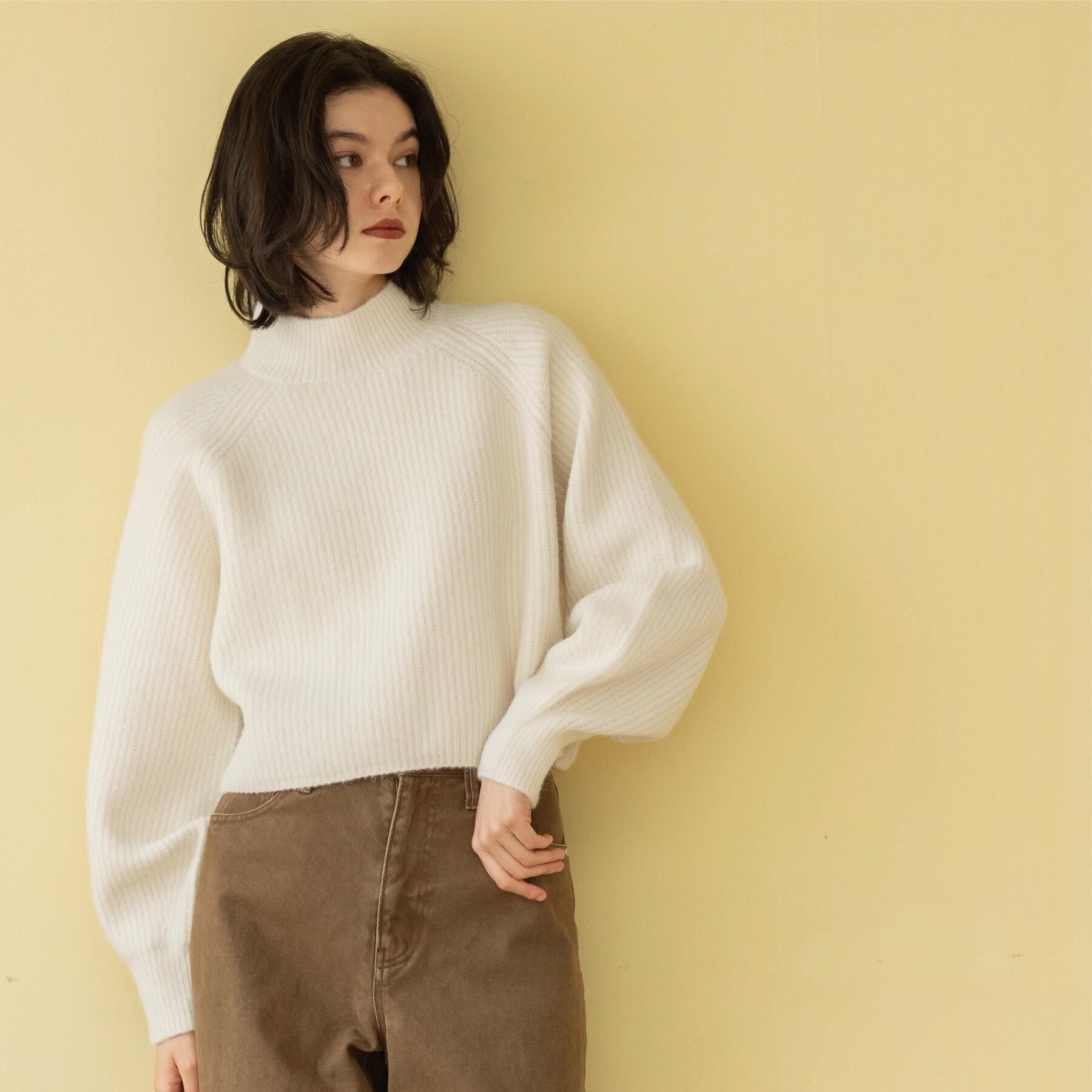 OPAQUE.CLIP「MIXミドルゲージショートあぜニット【洗濯機OK】」|ニット・セーター|