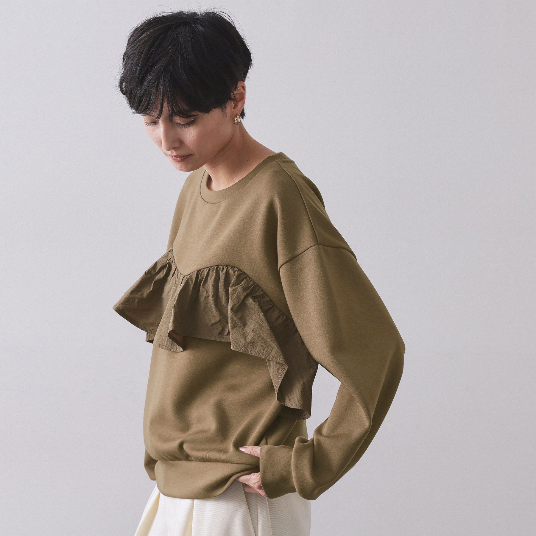 OPAQUE.CLIP「フリルドッキングトップス【洗濯機OK】」|Tシャツ・カットソー|