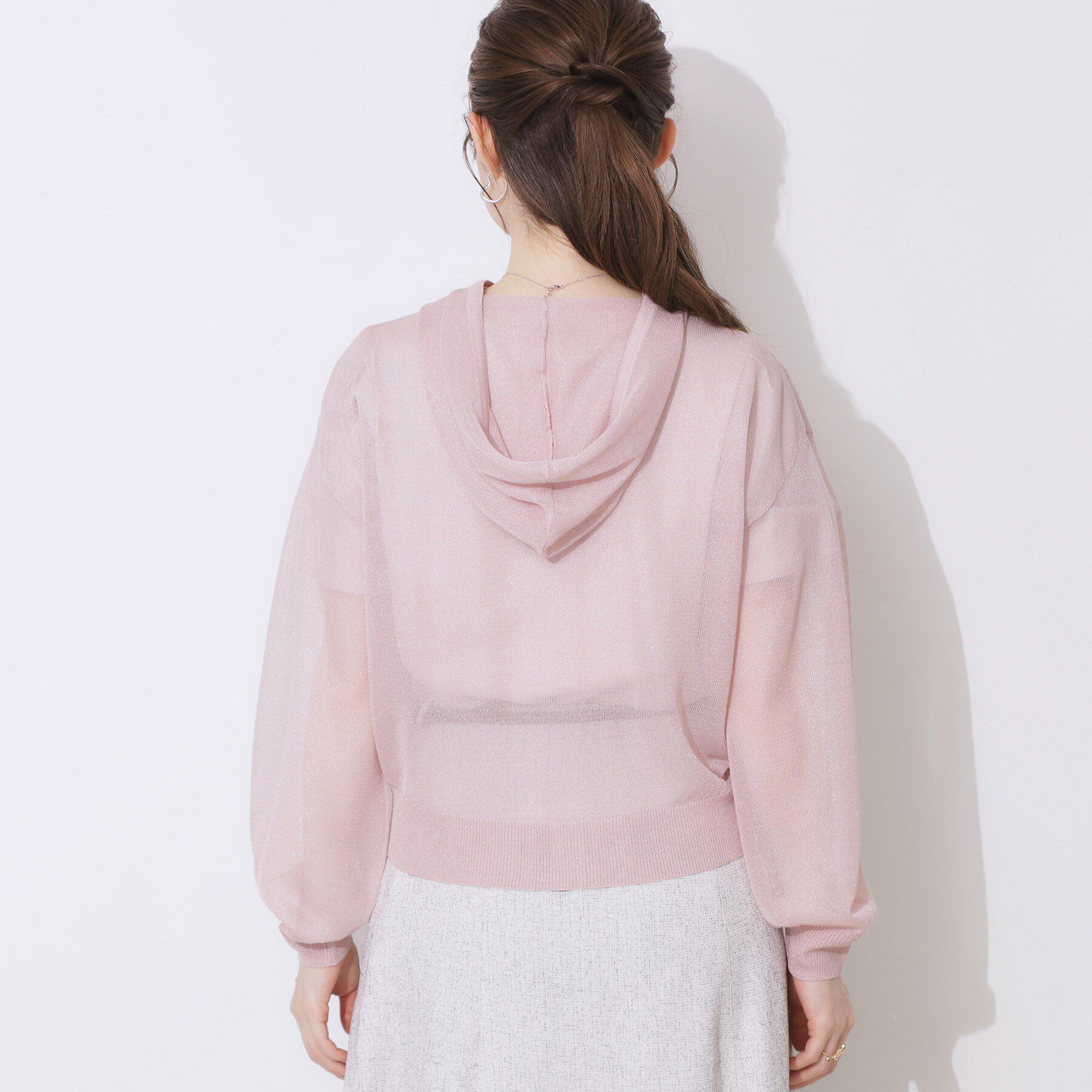 Couture broach「【上品な透け感・大人カジュアル】シアージップアップフーディー」|パーカー|