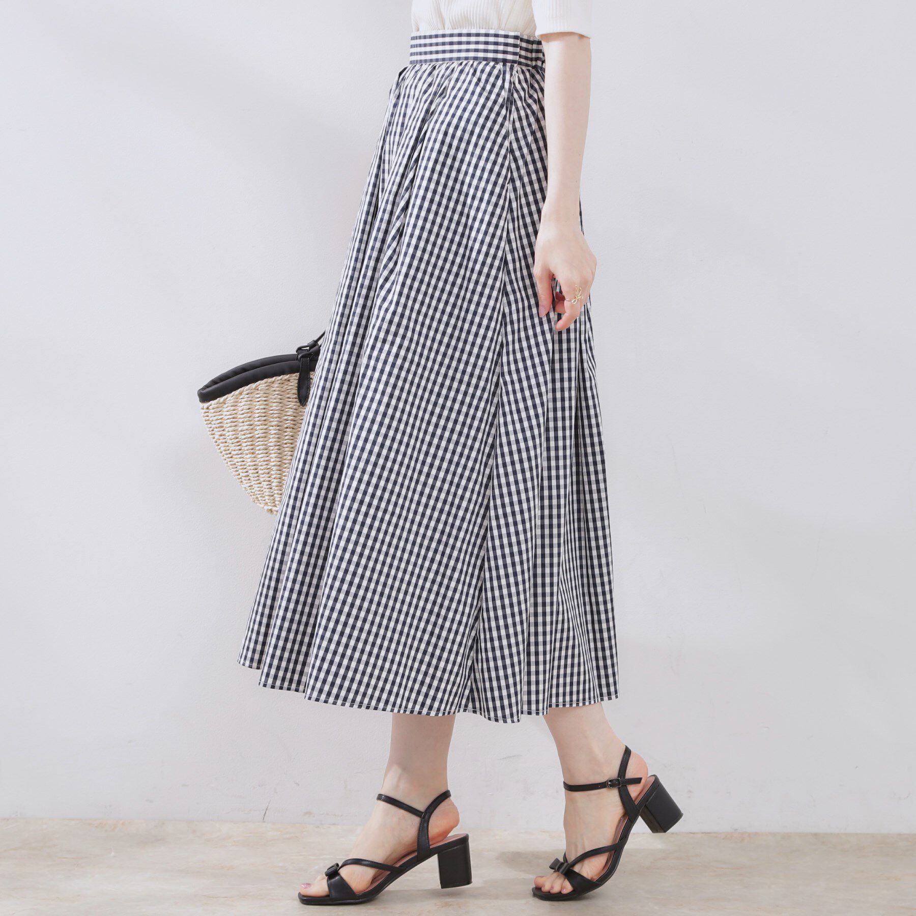 Couture broach「【大人可愛い・ゴム仕様】ギンガムチェック　タック＆ギャザースカート」|スカート|