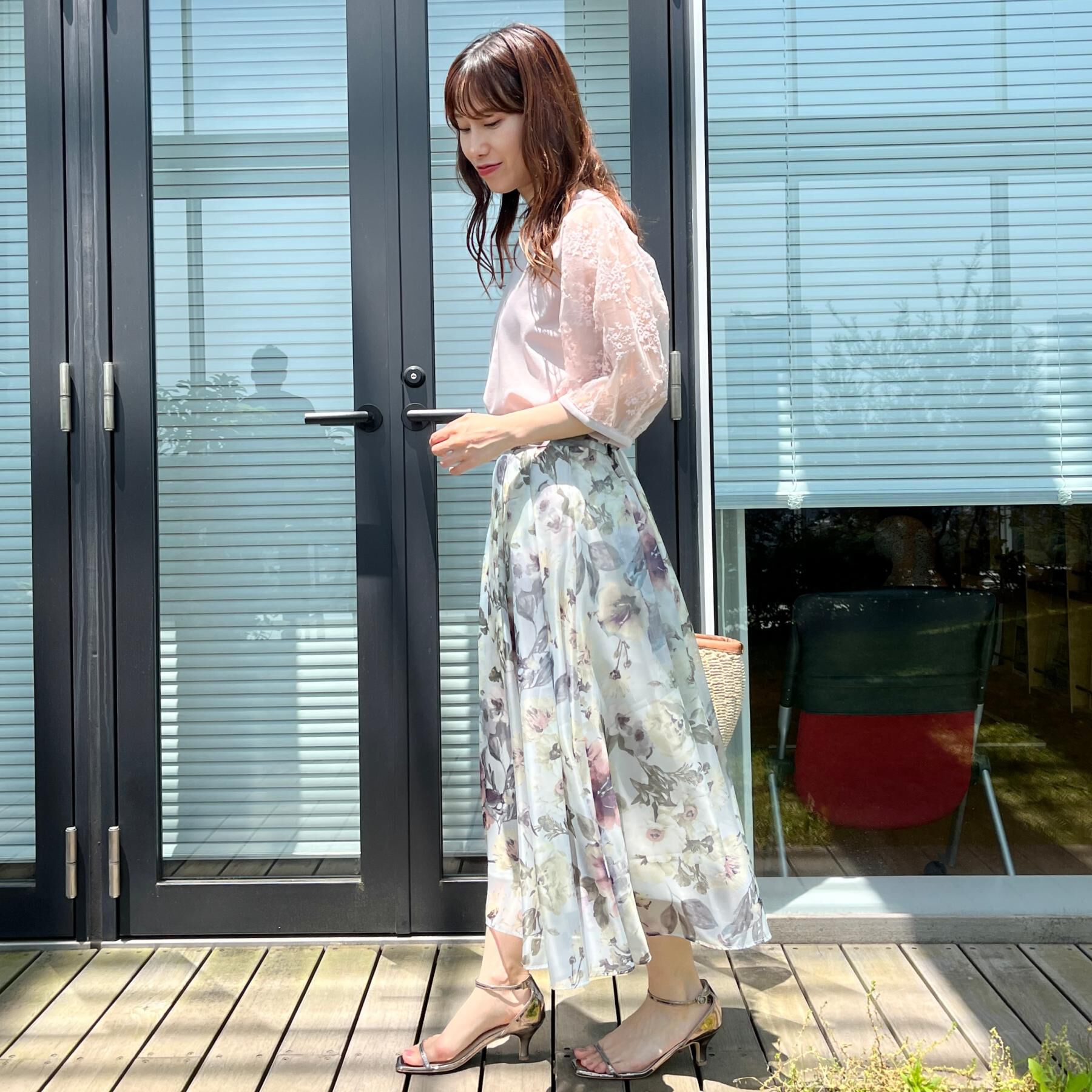 Couture broach「【接触冷感・UV・マシンウォッシャブル】袖レースデザイントップス」|Tシャツ・カットソー|