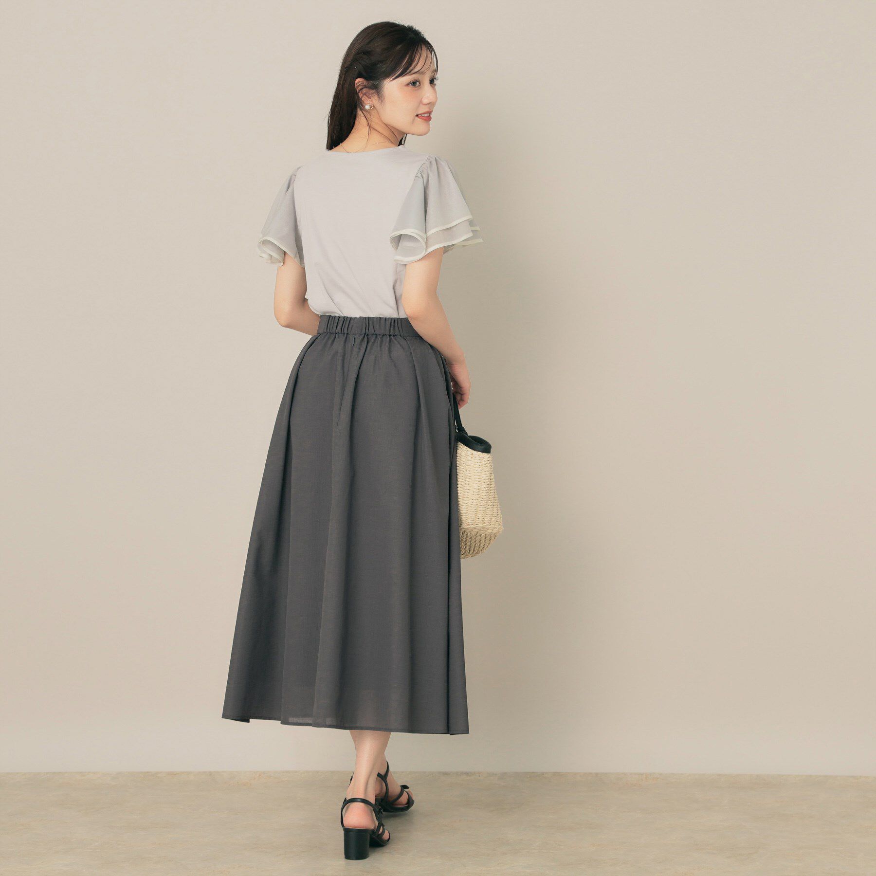 Couture broach「【マシンウォッシャブル・UVケア・接触冷感・二の腕カバー】配色フレアドッキングカットソー」|Tシャツ・カットソー|