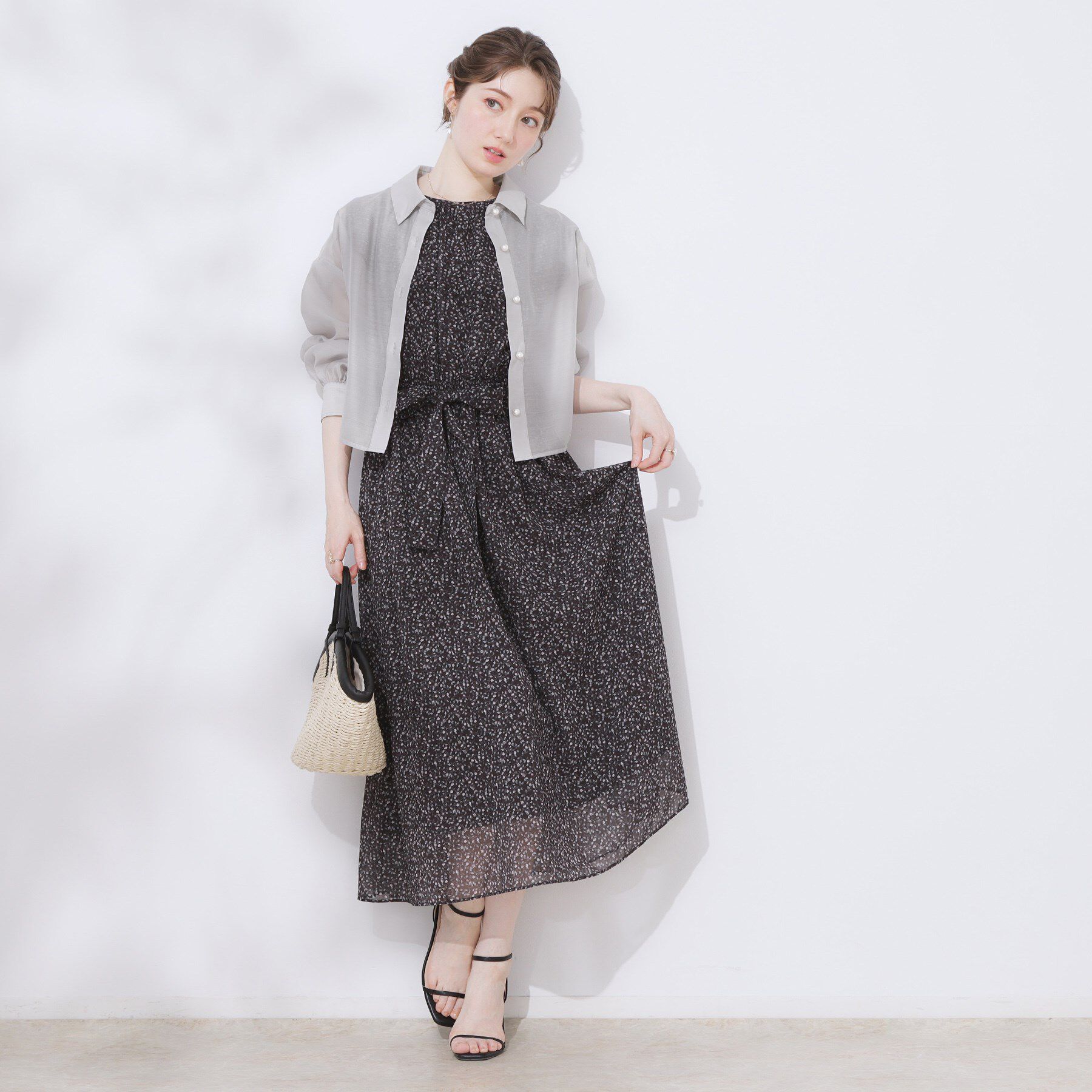 Couture broach「【洗える・秋まで使える】パール調ボタンシアーシャツ」|シャツ・ブラウス|