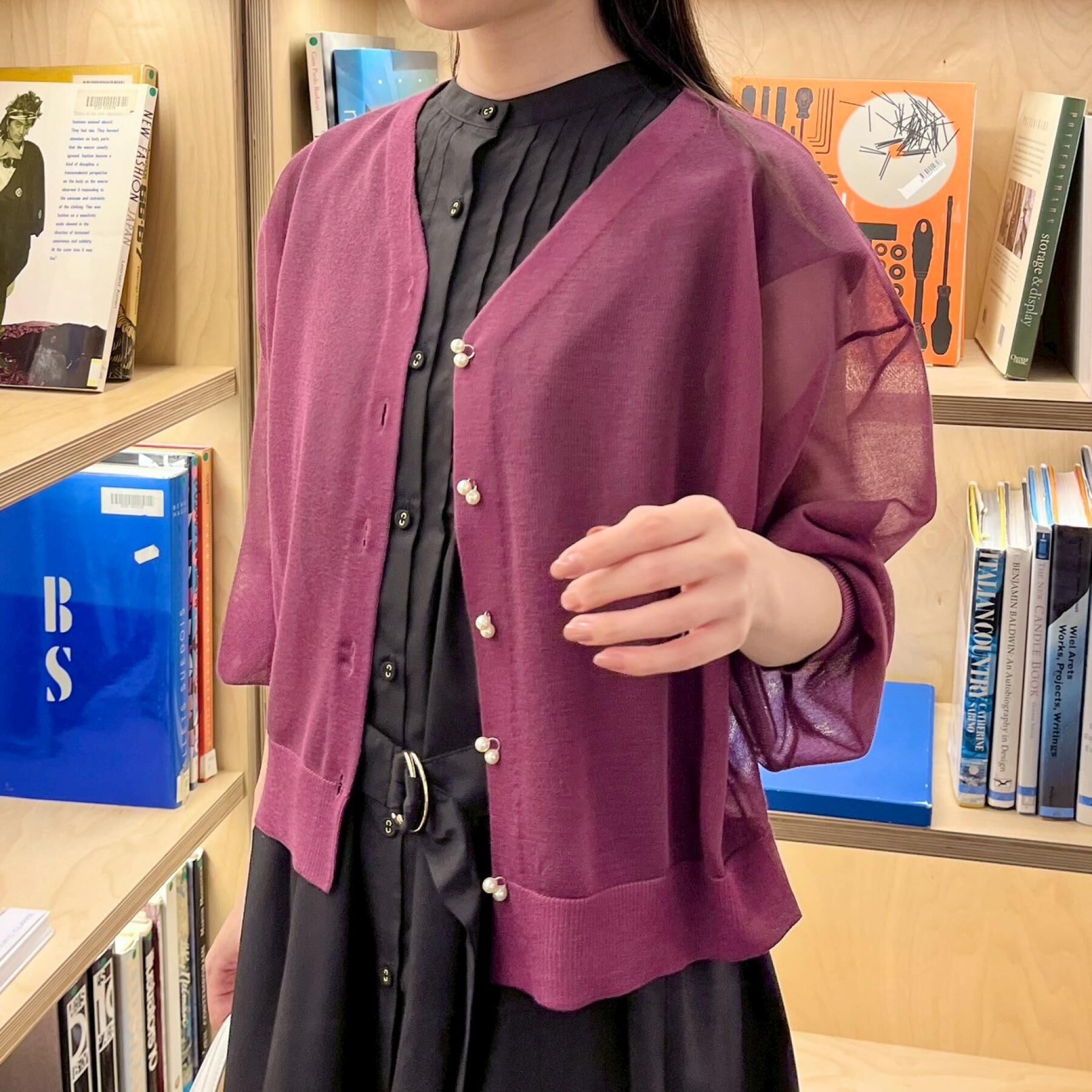 Couture broach「【秋カラー・オシャレな透け感】ダブルパール調シアーカーディガン」|カーディガン|