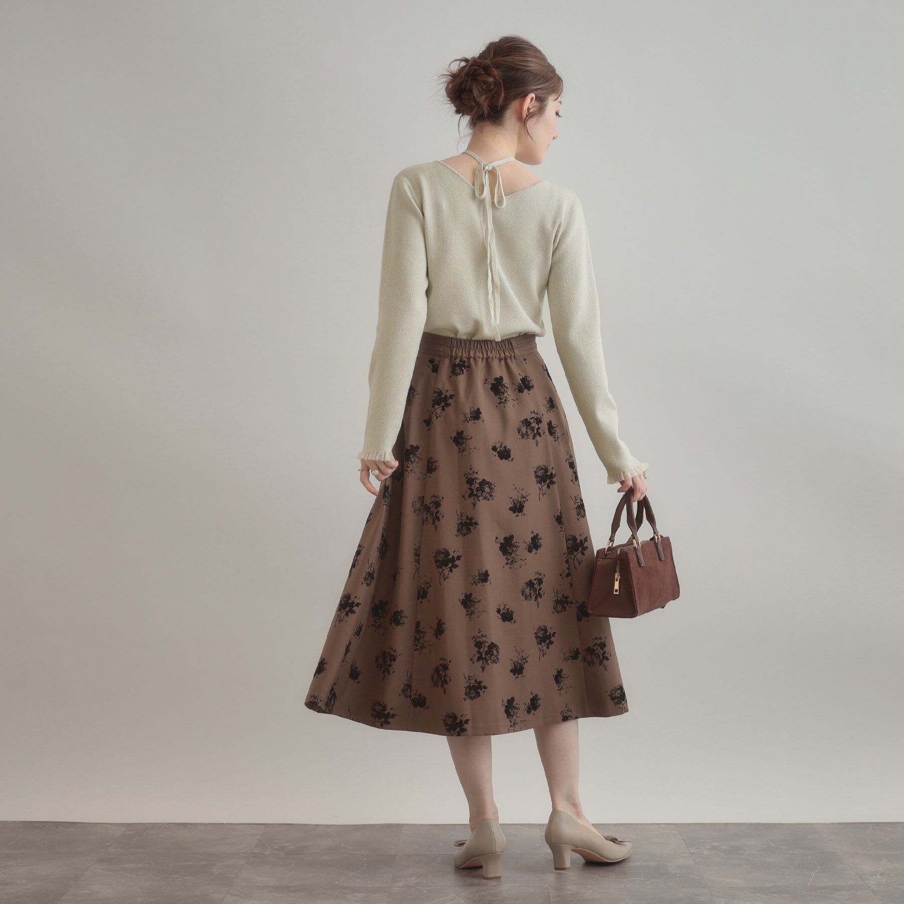 Couture broach「【大人可愛い・リボン取り外し可】前後2WAYラメリブ シアープチフリルニット」|ニット・セーター|