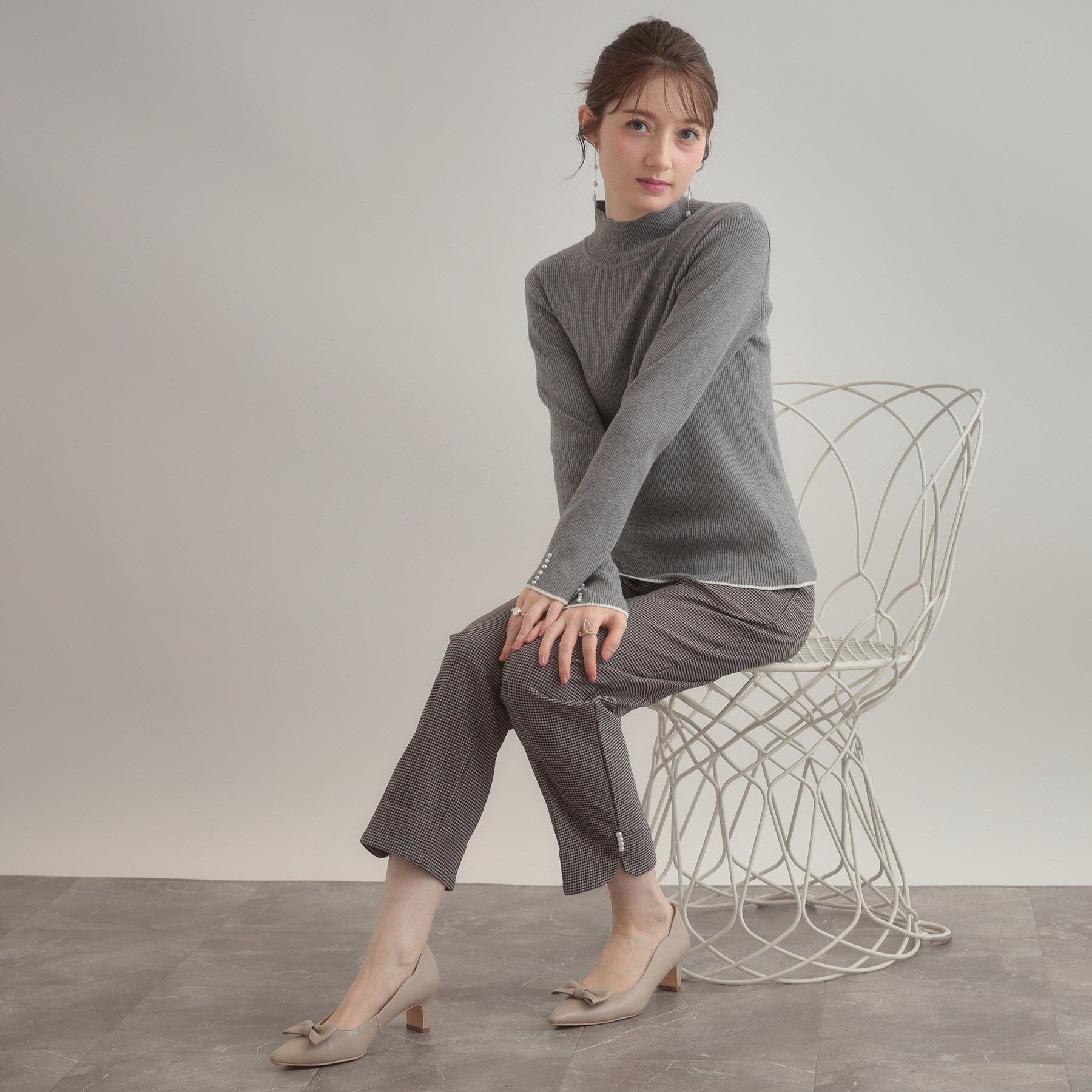 Couture broach「【多機能・フェミニン】パール調リブニット」|ニット・セーター|