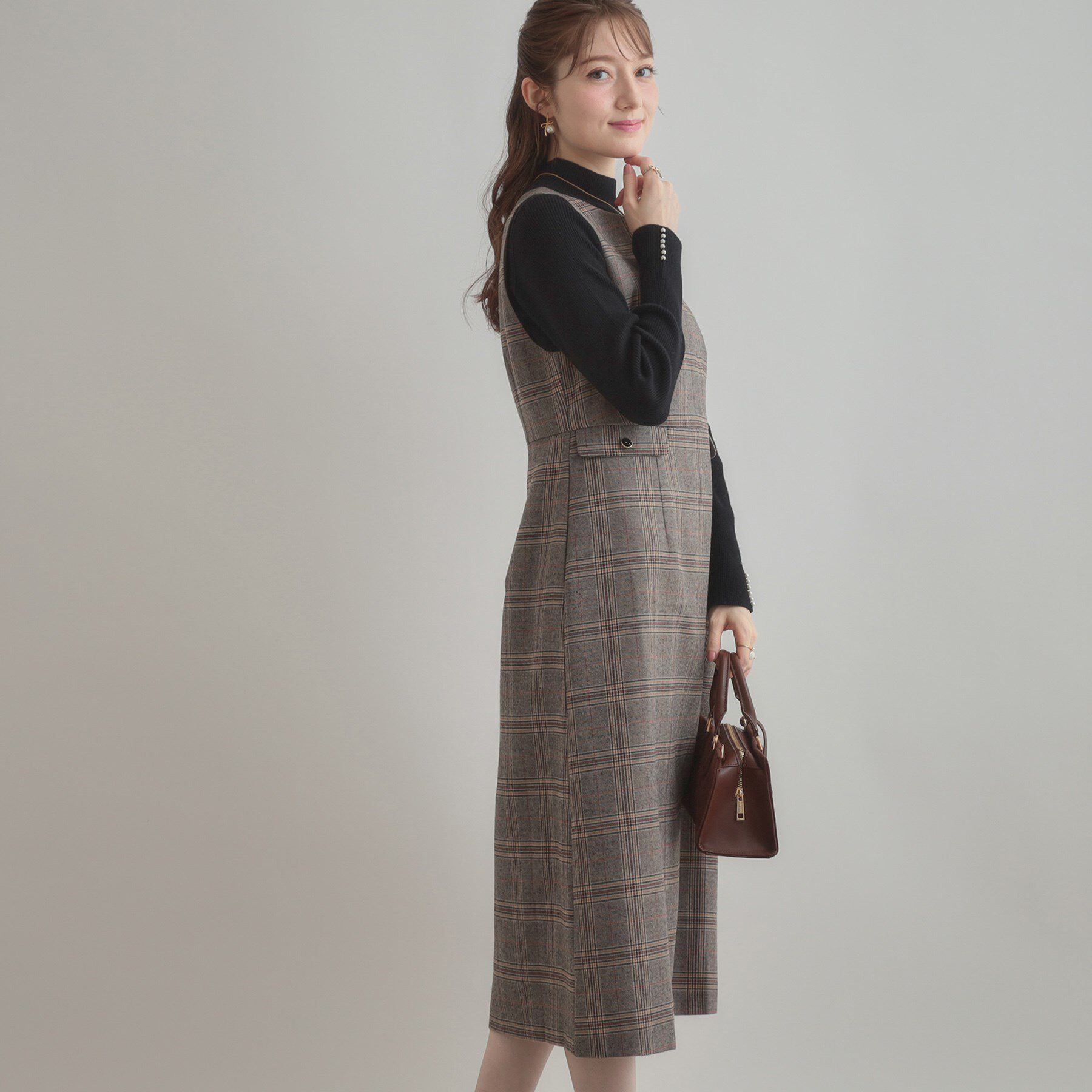 Couture broach「【美シルエット・大人可愛い・通勤】TRチェックジャンスカ」|ワンピース|