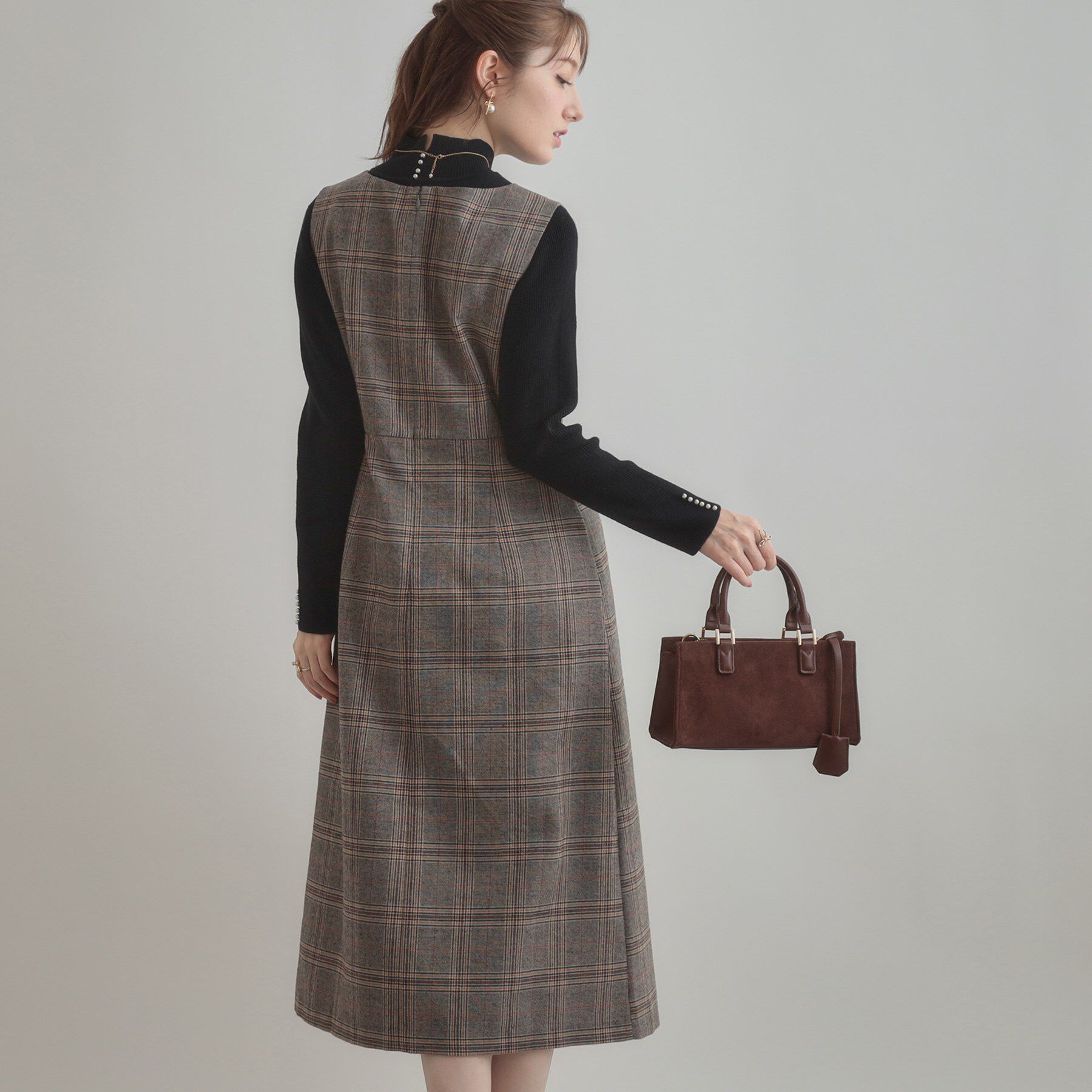 Couture broach「【美シルエット・大人可愛い・通勤】TRチェックジャンスカ」|ワンピース|