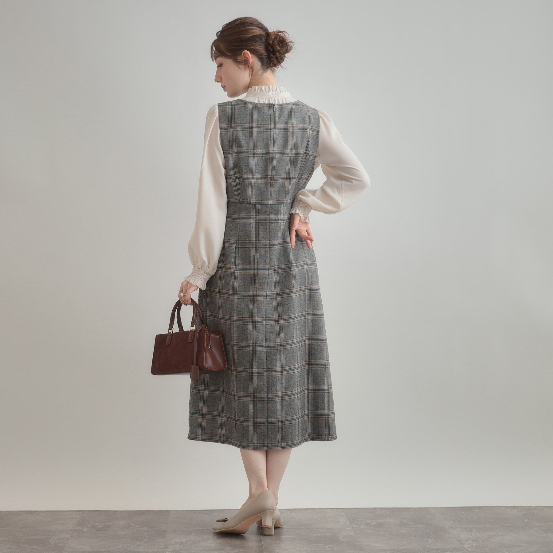 Couture broach「【美シルエット・大人可愛い・通勤】TRチェックジャンスカ」|ワンピース|