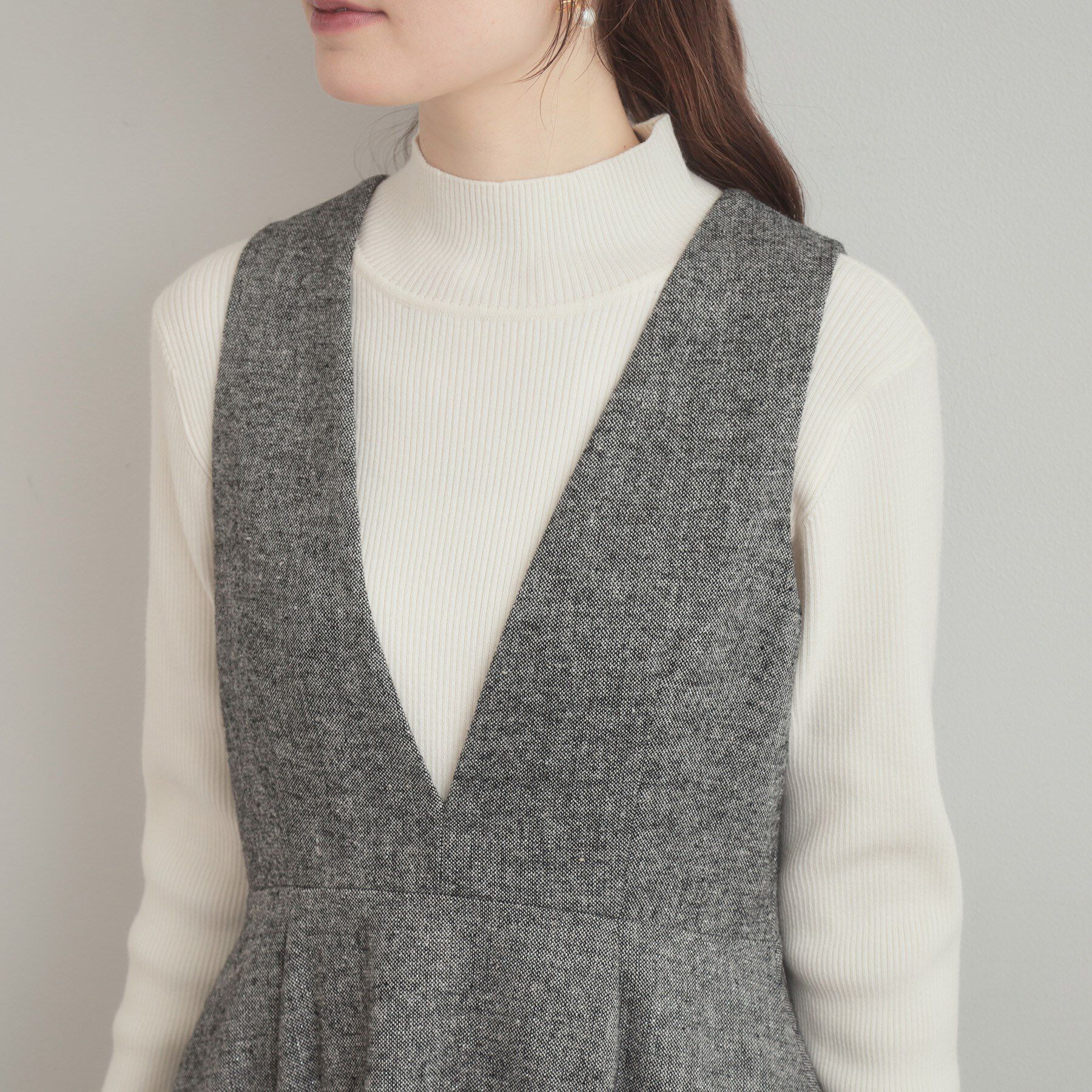 Couture broach「【通勤・大人上品】ラメツイード ジャンパースカート」|ワンピース|