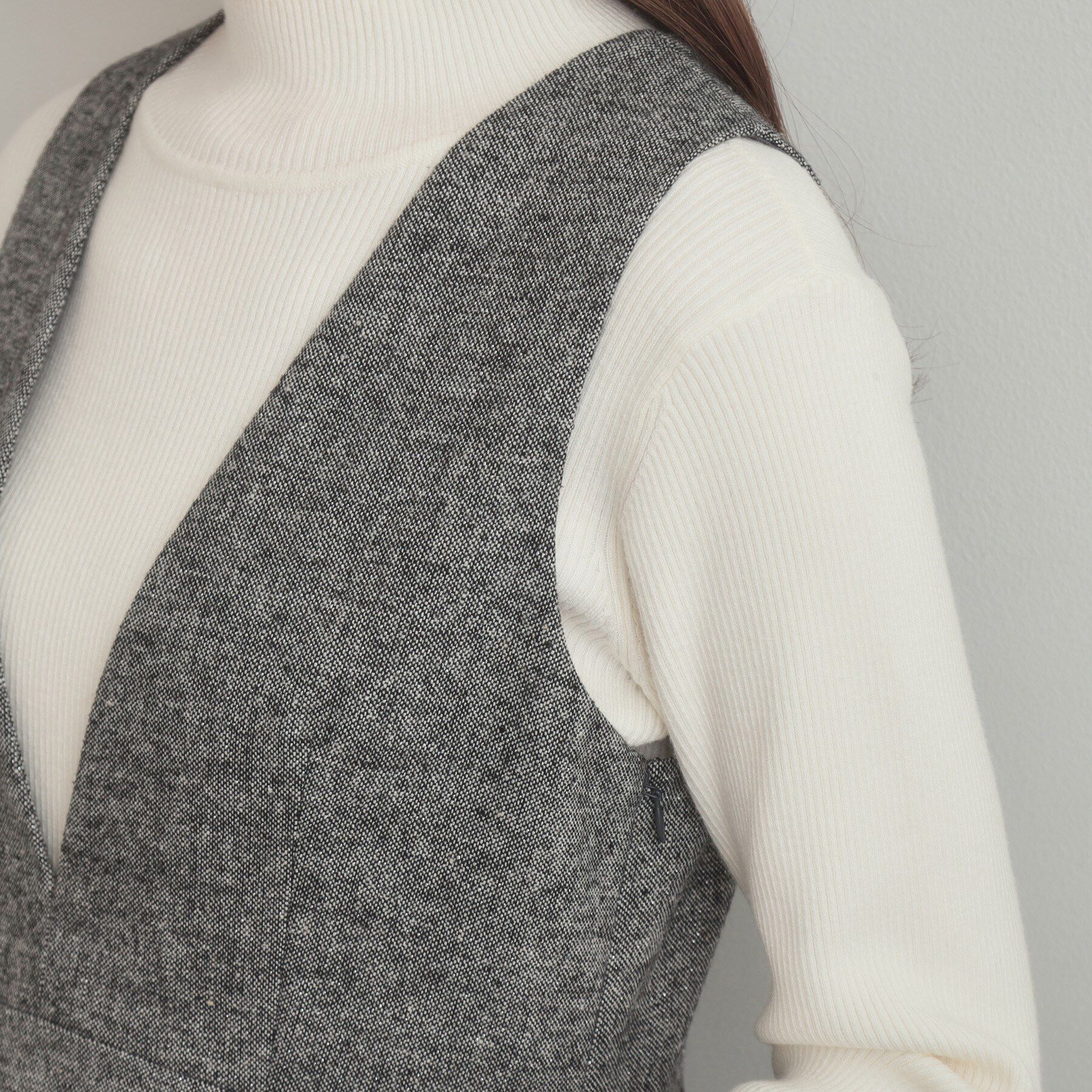 Couture broach「【通勤・大人上品】ラメツイード ジャンパースカート」|ワンピース|