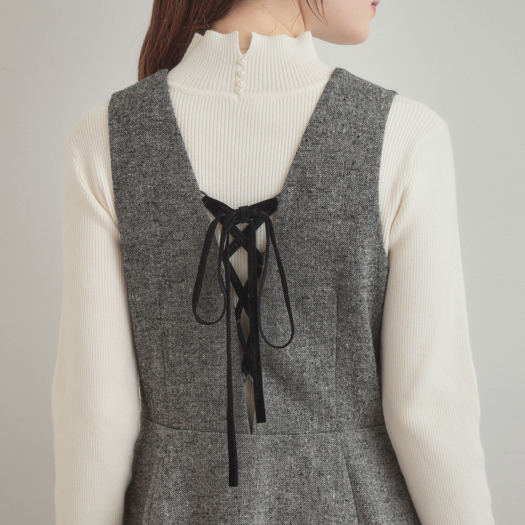 Couture broach「【通勤・大人上品】ラメツイード ジャンパースカート」|ワンピース|