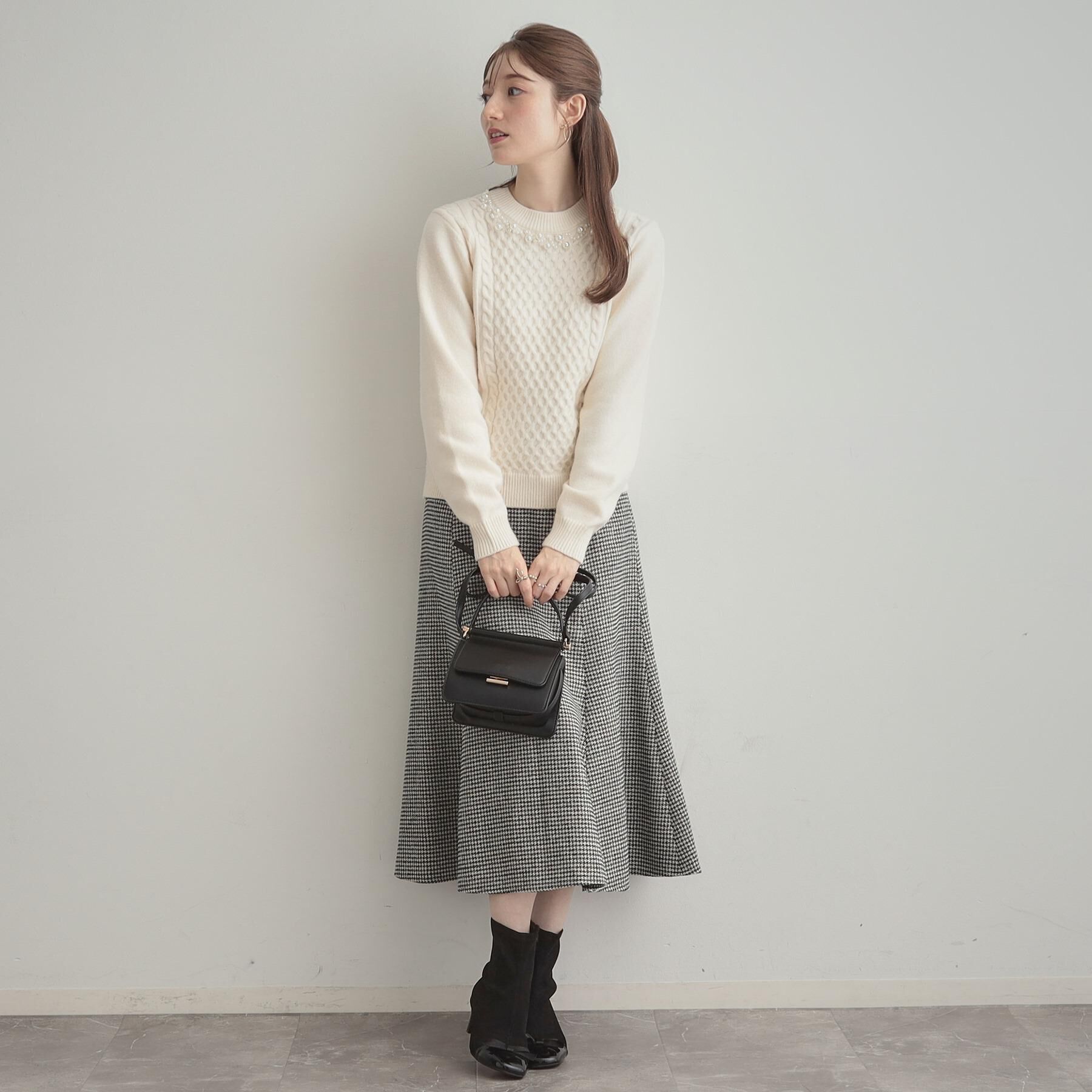 Couture broach「【クラシカル・パッと目を惹く】ラメ千鳥 マーメイド フレアスカート」|スカート|