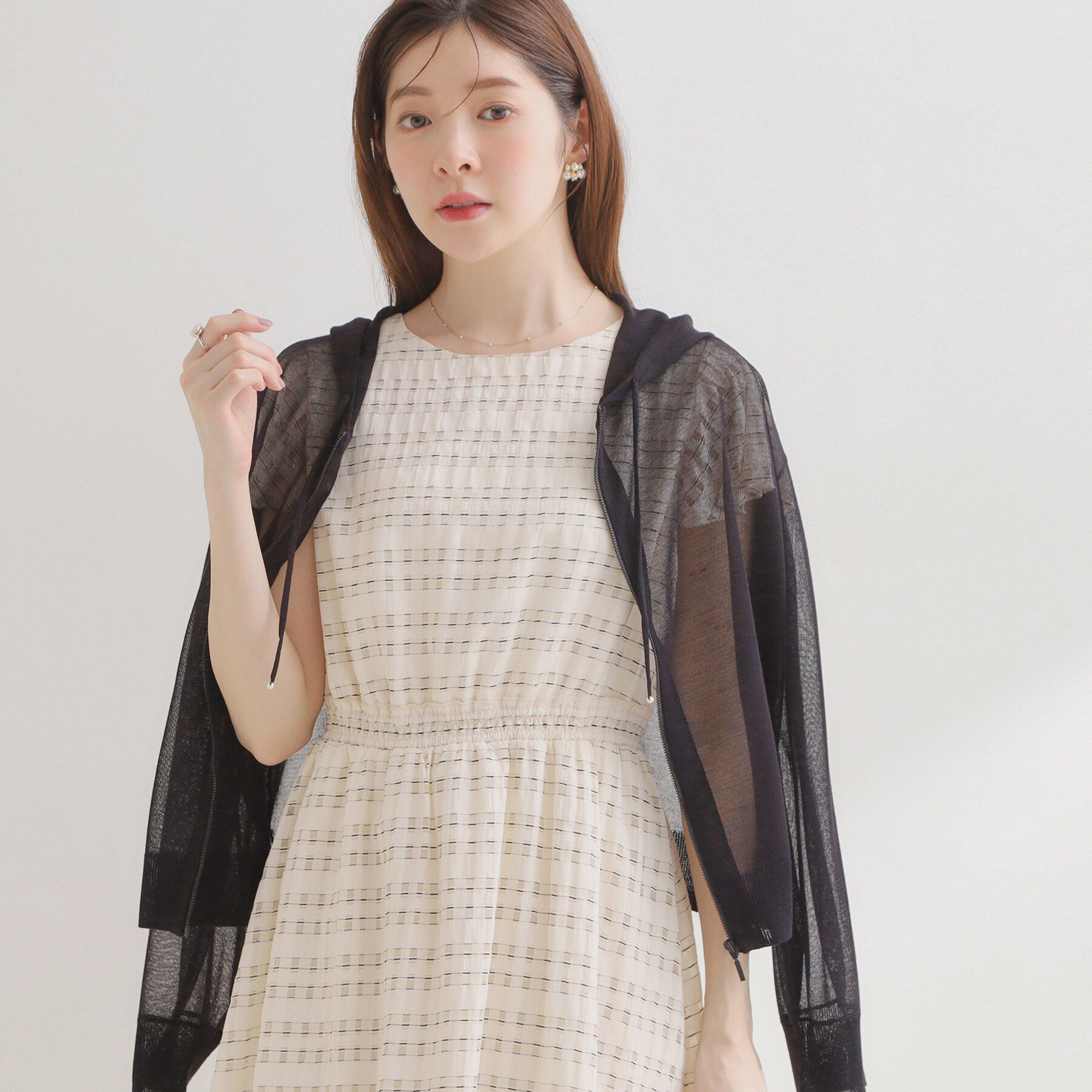 Couture broach「【洗える】LEVITAジップアップフーディー」|カーディガン|