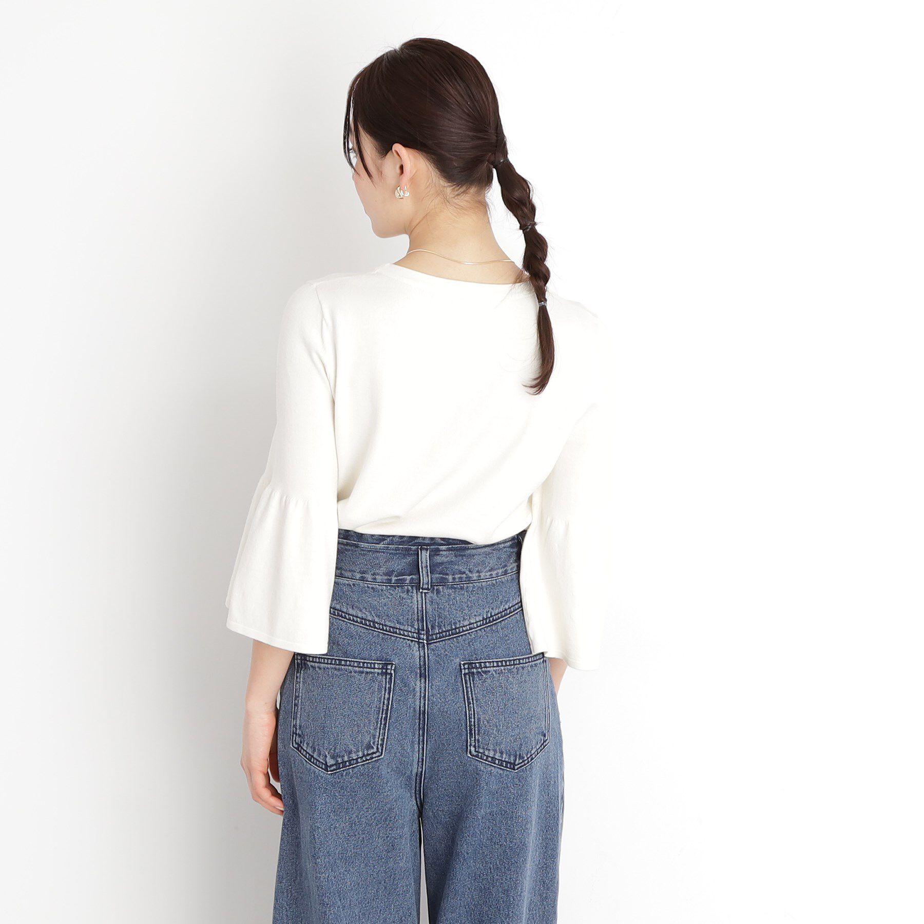 THE SHOP TK「【接触冷感/体型カバー】7分袖フレアニット/洗濯機OK/ＵＶケア」|ニット・セーター|