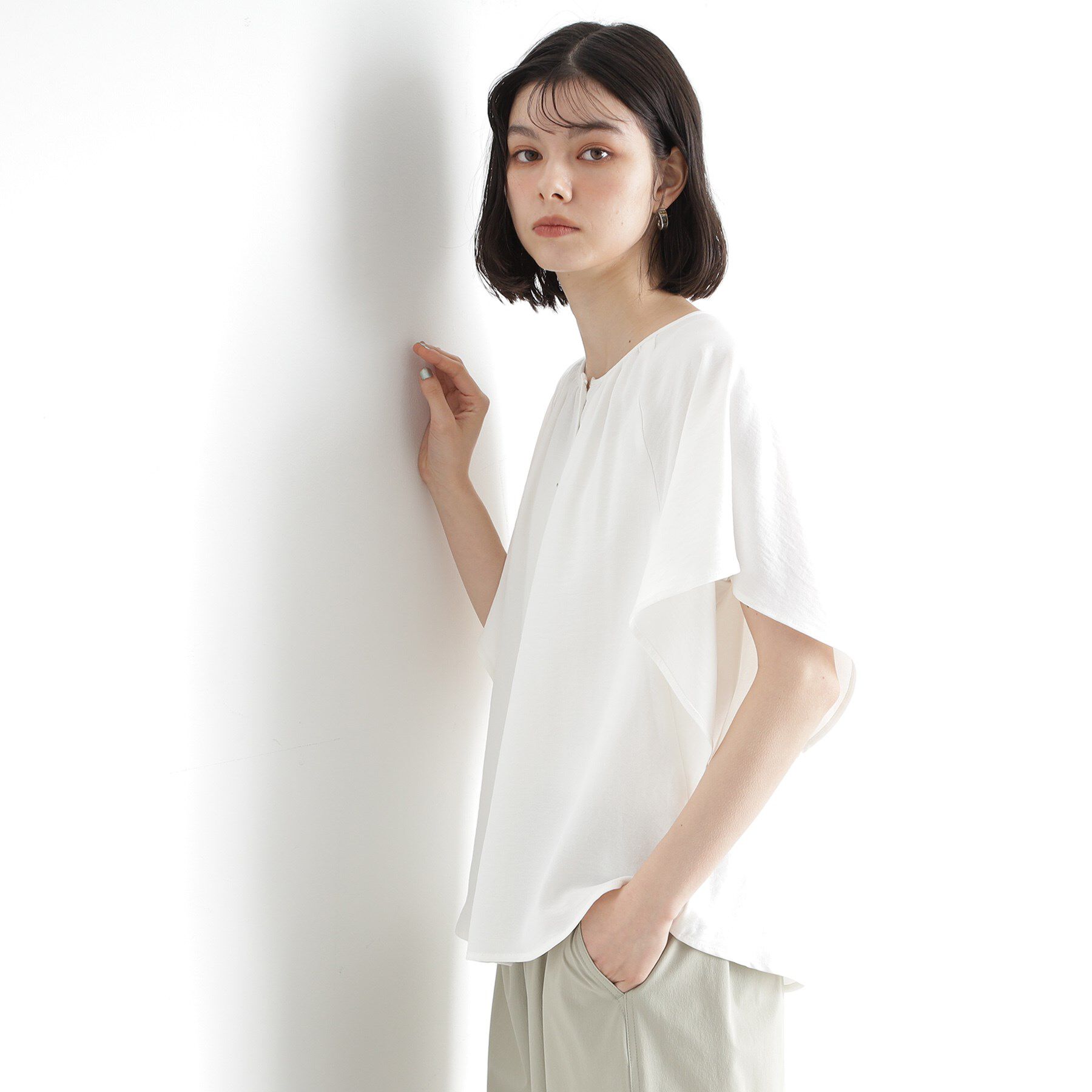 THE SHOP TK「袖フレアブラウス【防シワ／接触冷感／洗濯機OK/セットアップ可】」|シャツ・ブラウス|