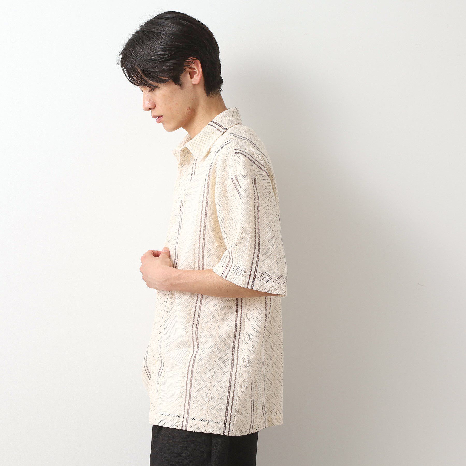 THE SHOP TK「クラフトレースアンサンブルシャツ【半袖Tシャツセットアイテム/オーバーサイズ/洗濯機OK】」|シャツ・ブラウス|