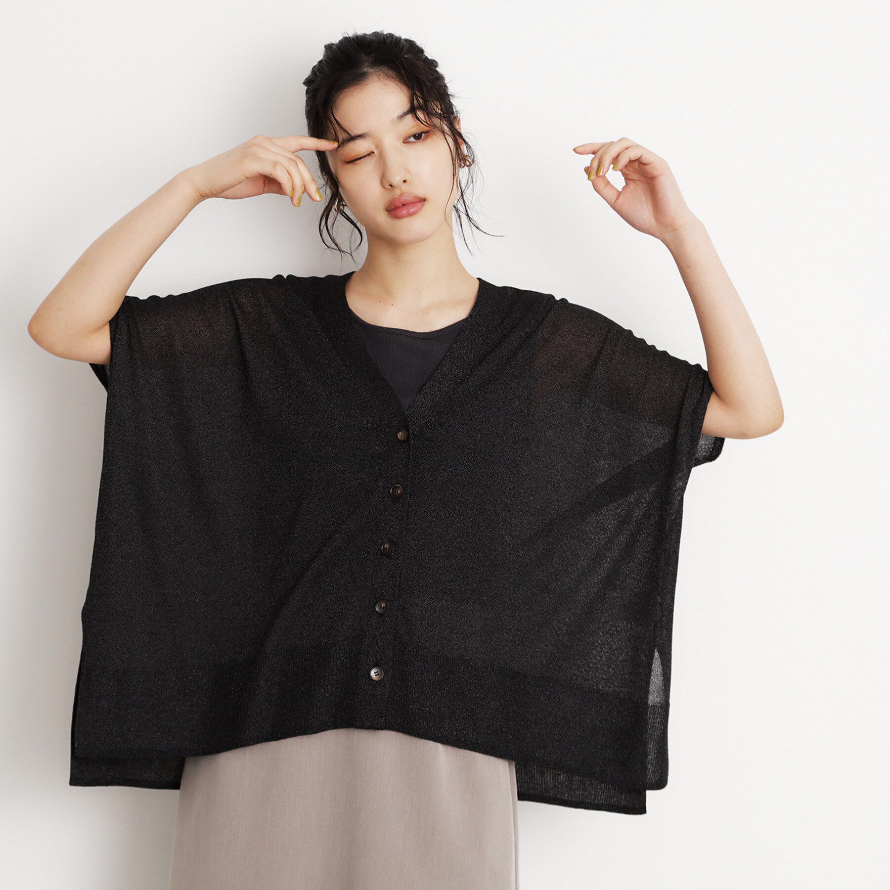 THE SHOP TK「ポンチョカーディガン【洗える/体型カバー】」|カーディガン|