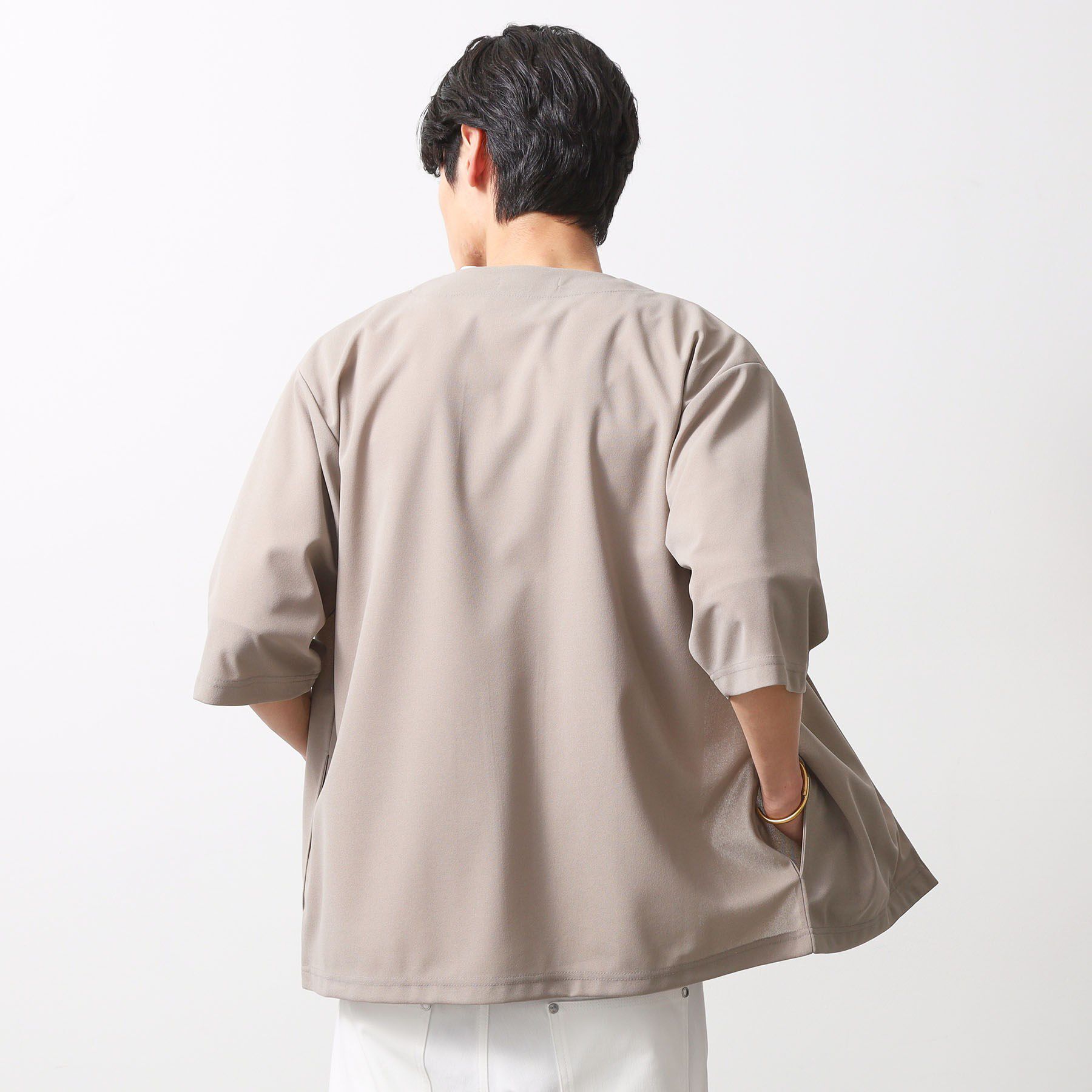 THE SHOP TK「梨地アンサンブルカーディガン　五分袖カーディガン＋半袖Tシャツセット/マシンウォッシャブル」|カーディガン|