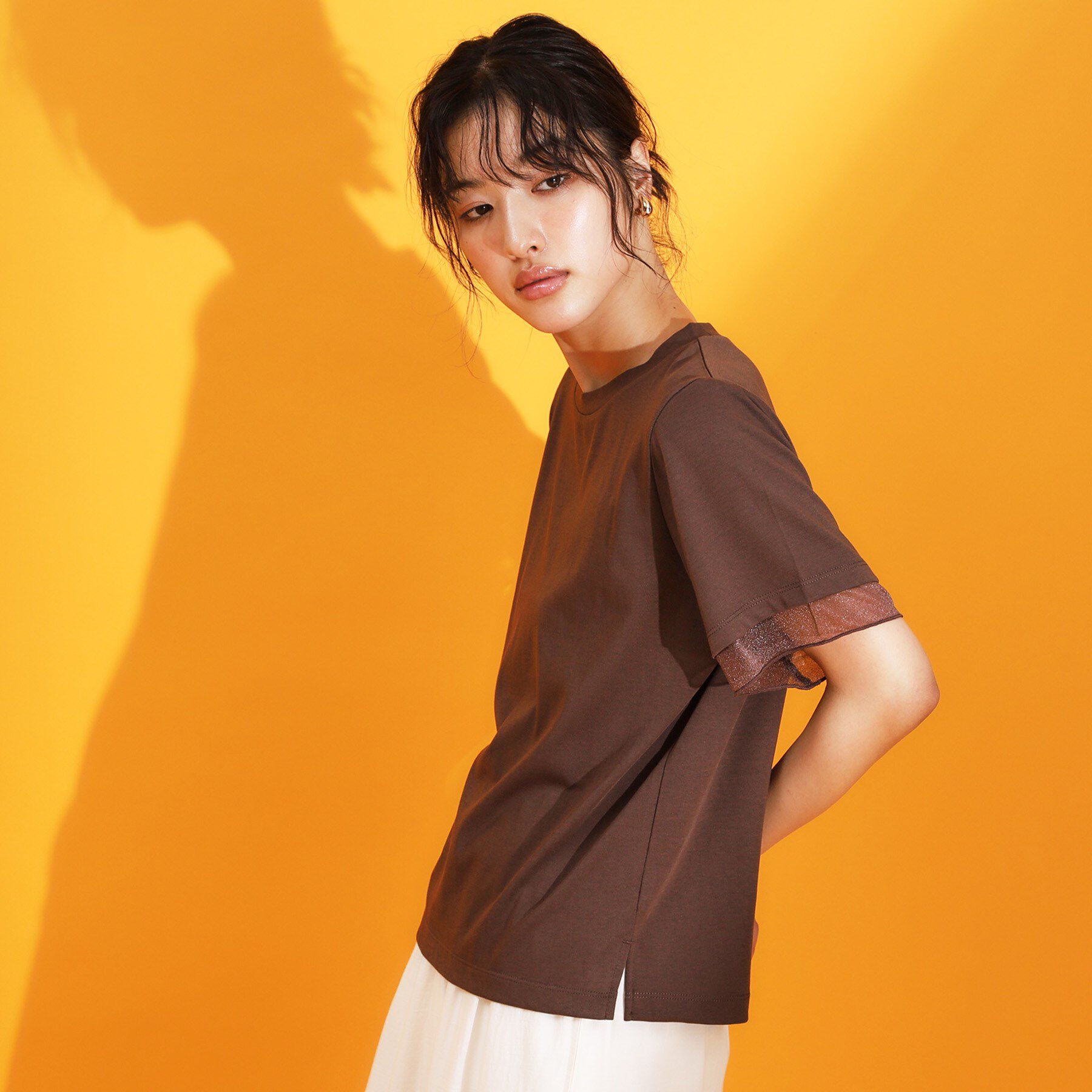 THE SHOP TK「【ひんやり/UV/洗濯機OK】袖シアーTシャツ」|Tシャツ・カットソー|