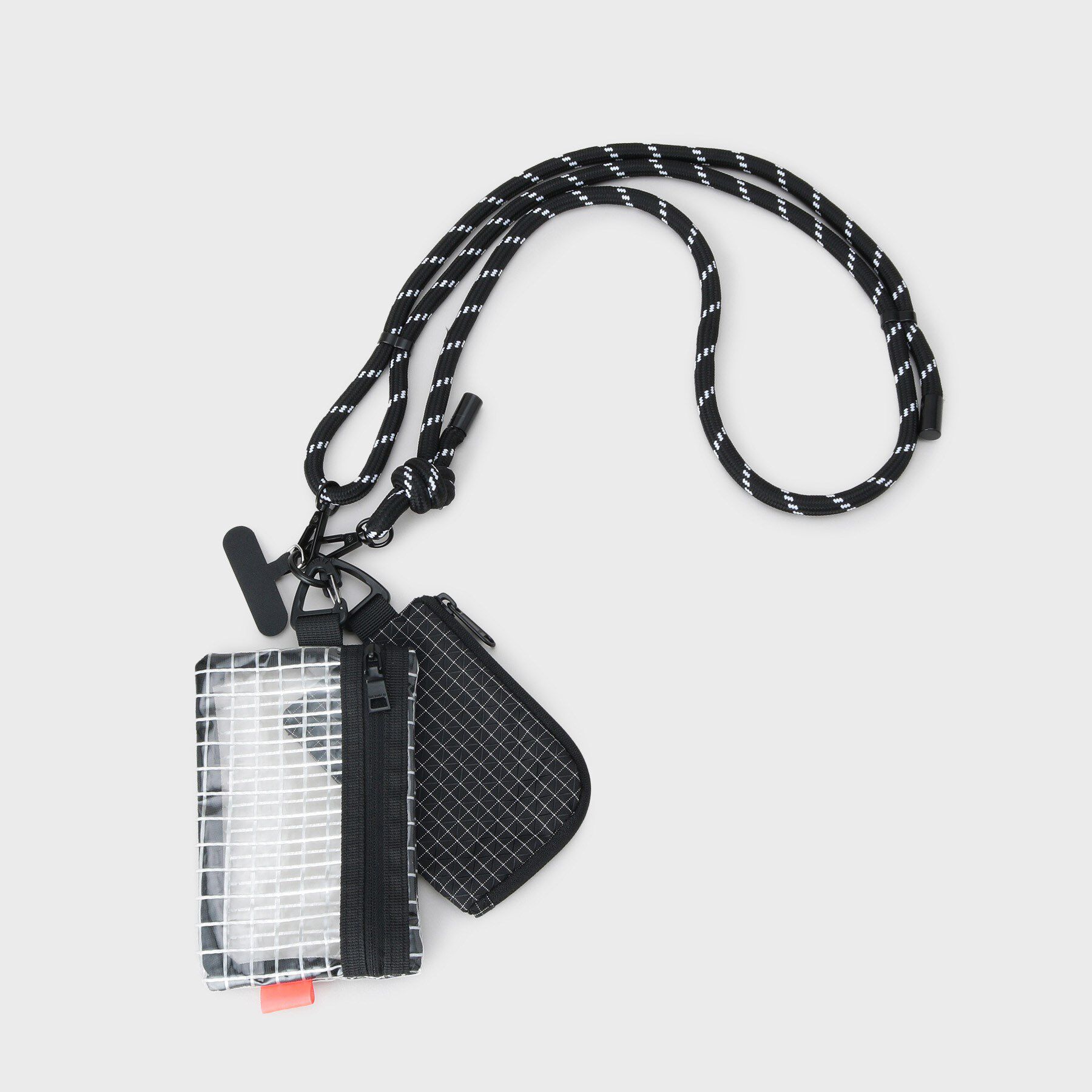 THE SHOP TK「3連ミニショルダーバッグ クリアポーチ＋ミニウォレット＋スマホホルダー【ユニセックス】」|ストラップ|ブラック(019)