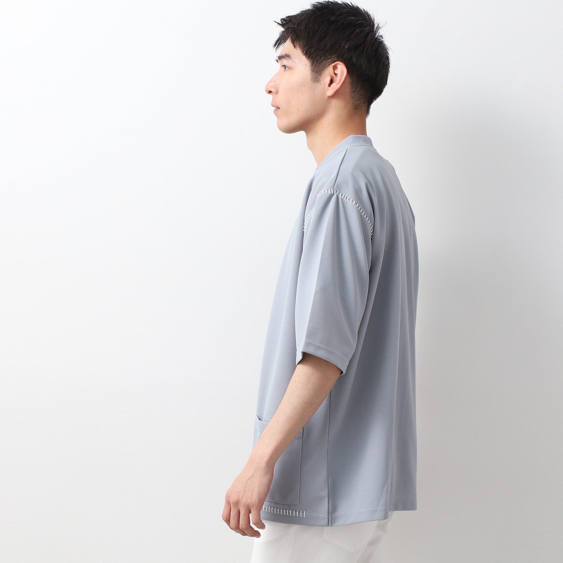 THE SHOP TK「ツイルステッチ半袖カーディガン【洗濯機OK/接触冷感】」|カーディガン|